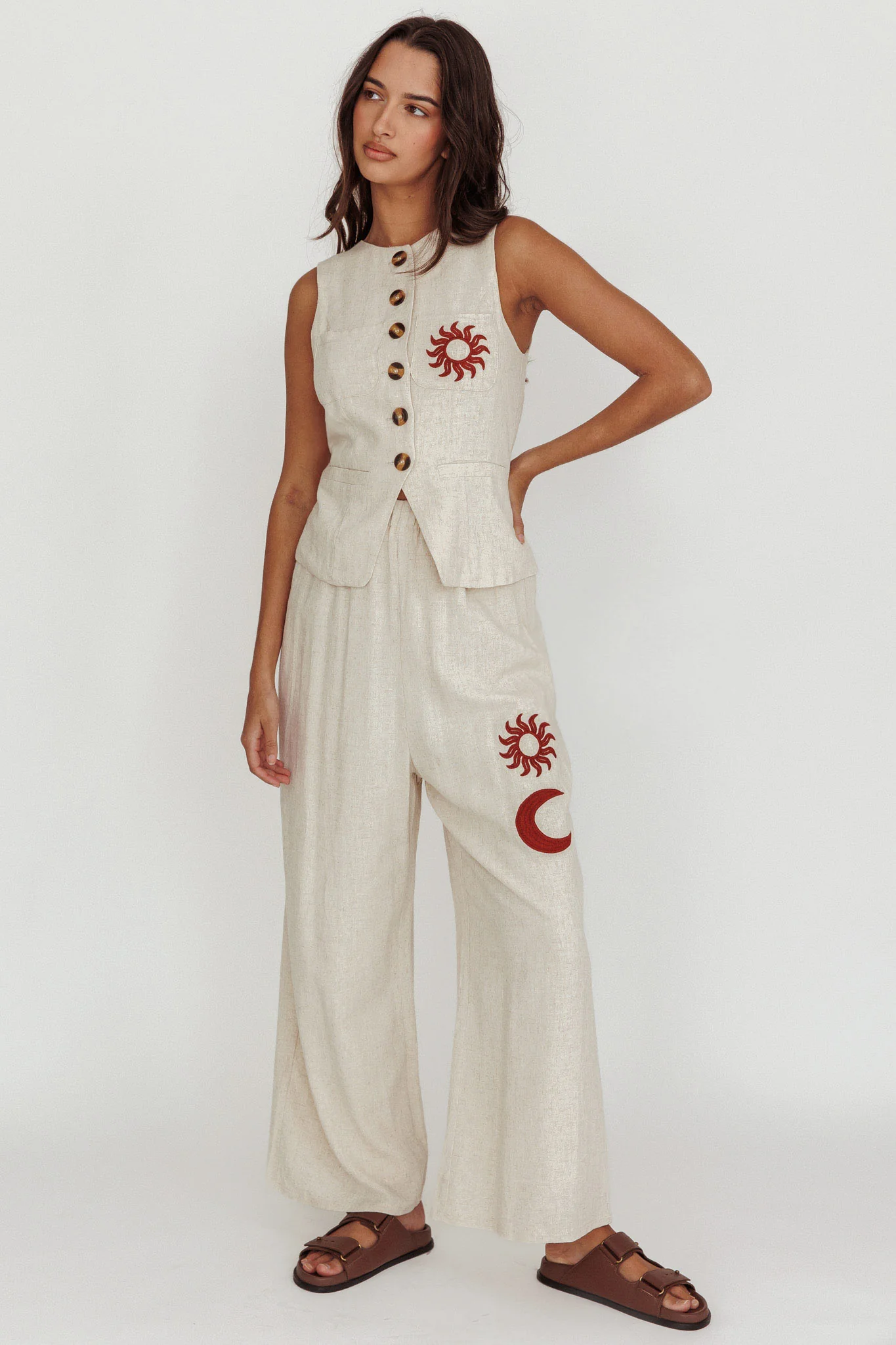Swing Of Things Sun And Moon Wide Leg Pants Oat - Seraphlike