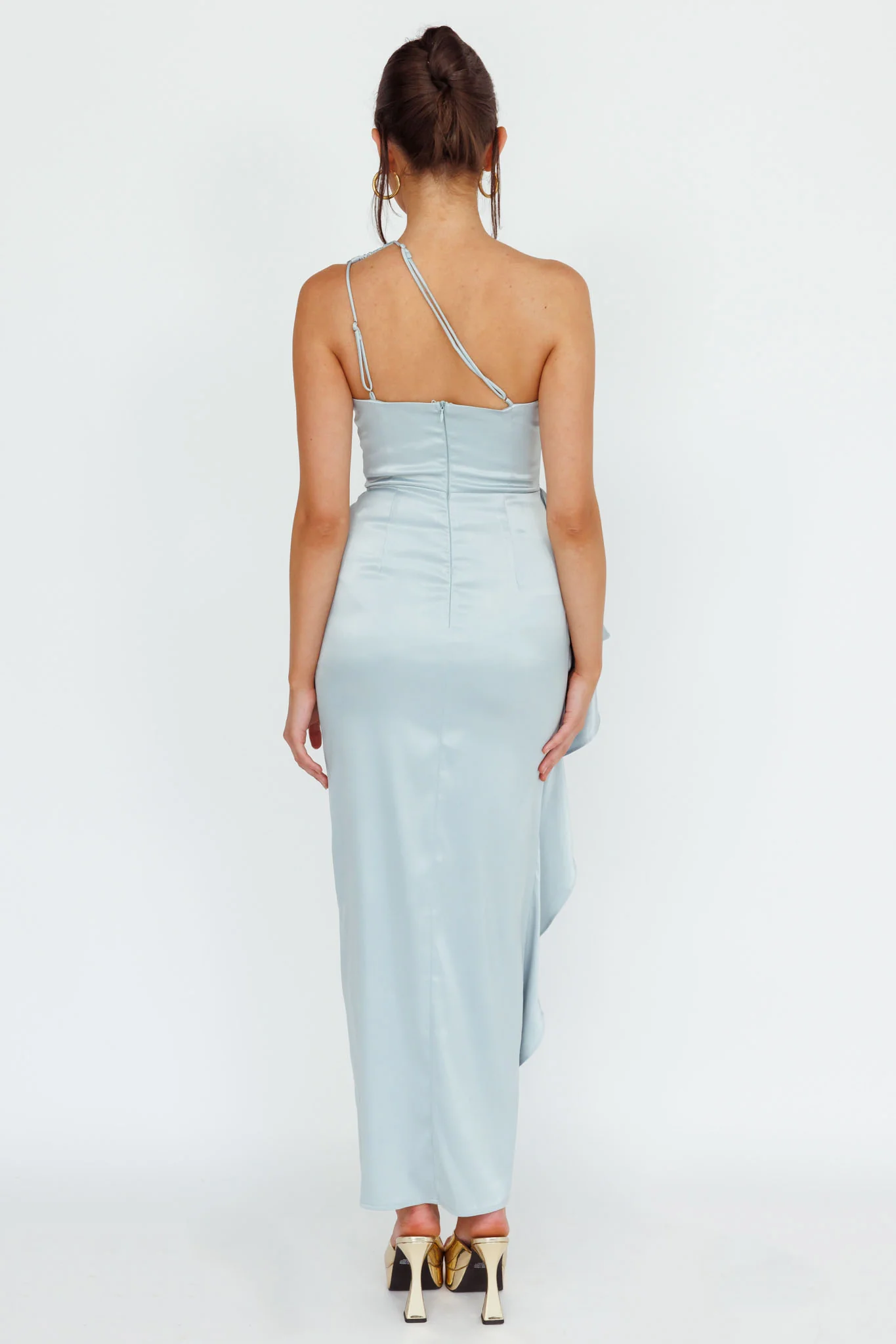 Kamillia One-Shoulder Split Midi Dress Pistachio - Seraphlike