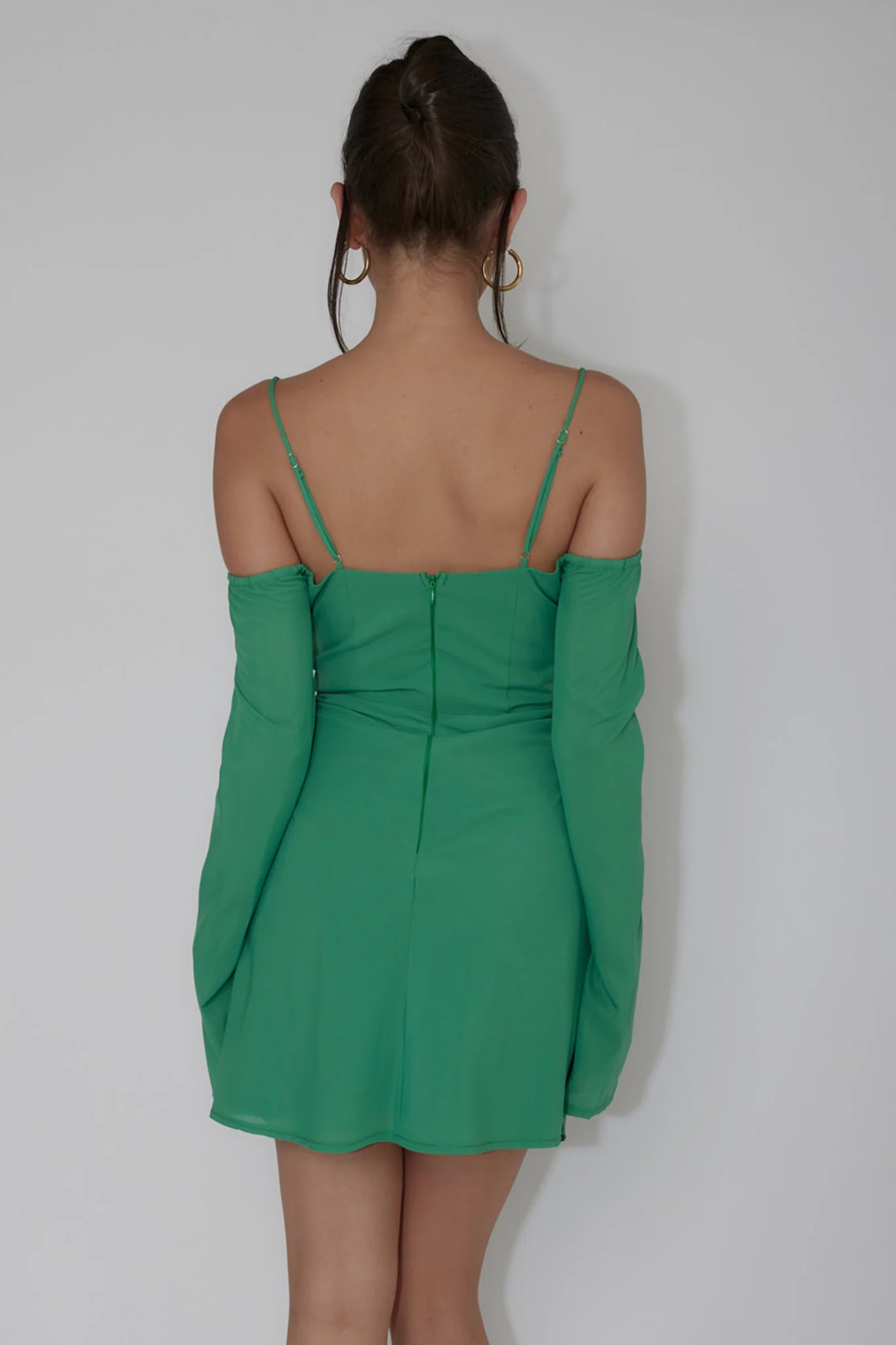 Teava Off-Shoulder Sleeve Laced Mini Dress Jade - Seraphlike