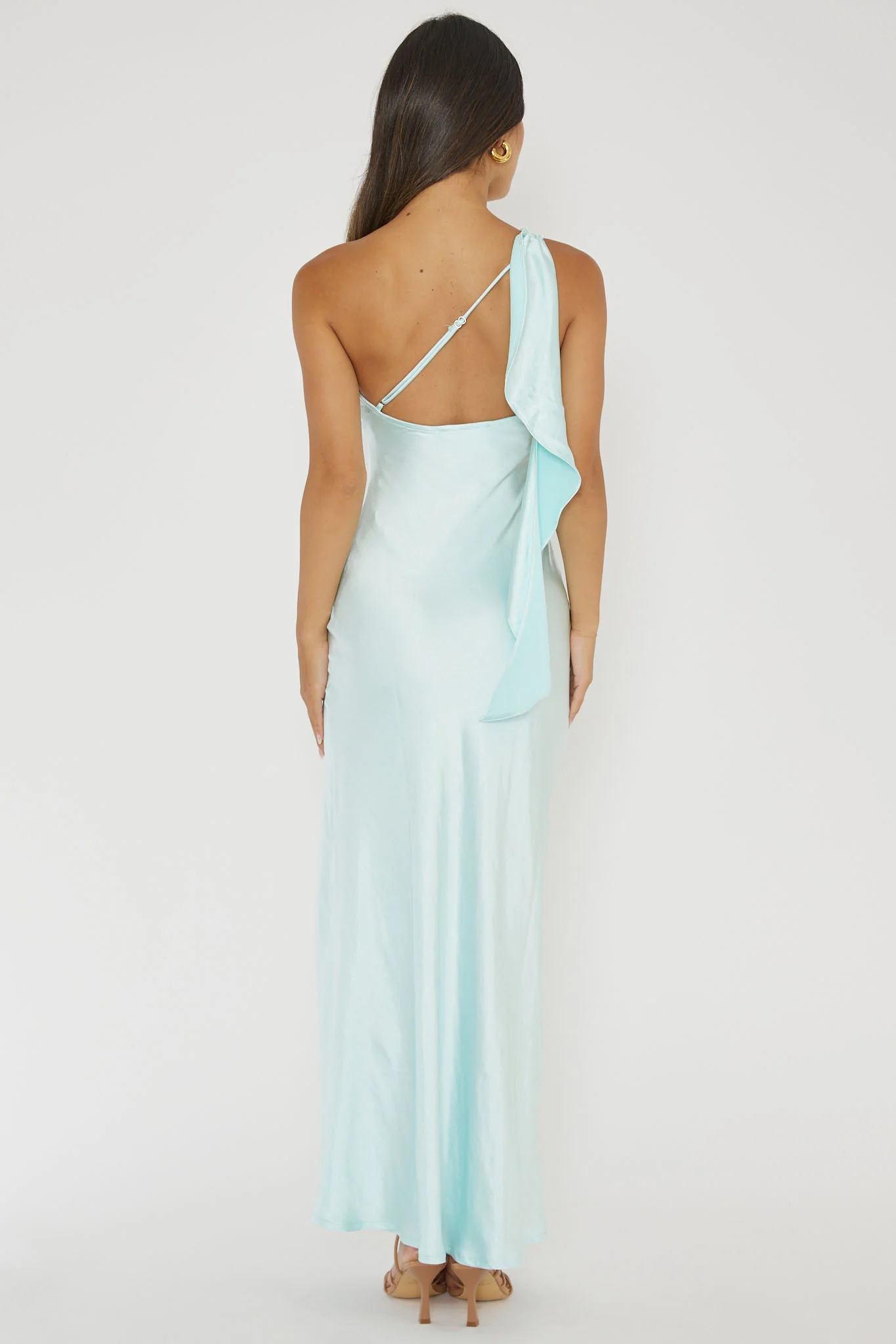 Carmel One-Shoulder Sash Maxi Dress Ice - Seraphlike