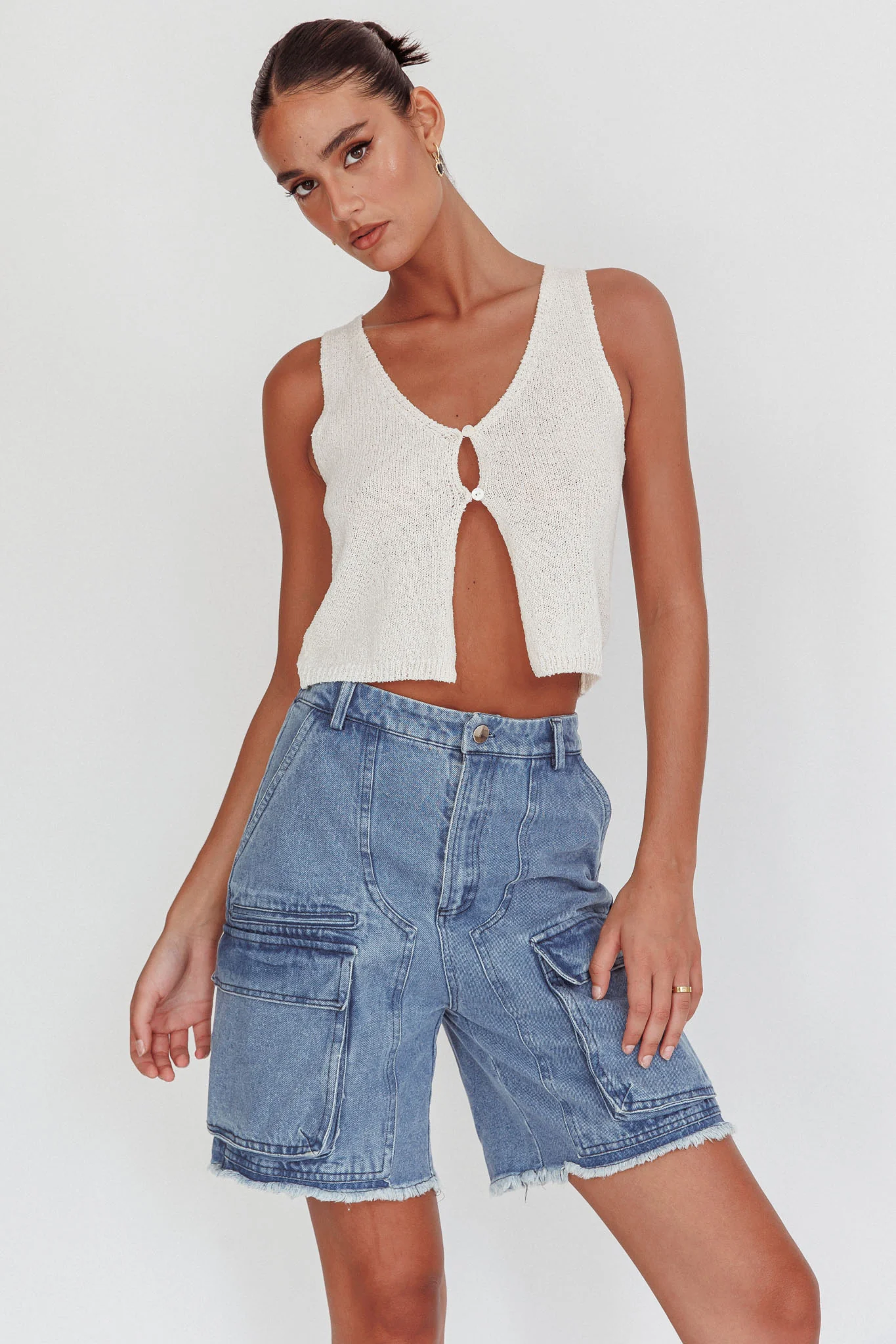 Tardy Cargo Short Jorts Denim - Seraphlike