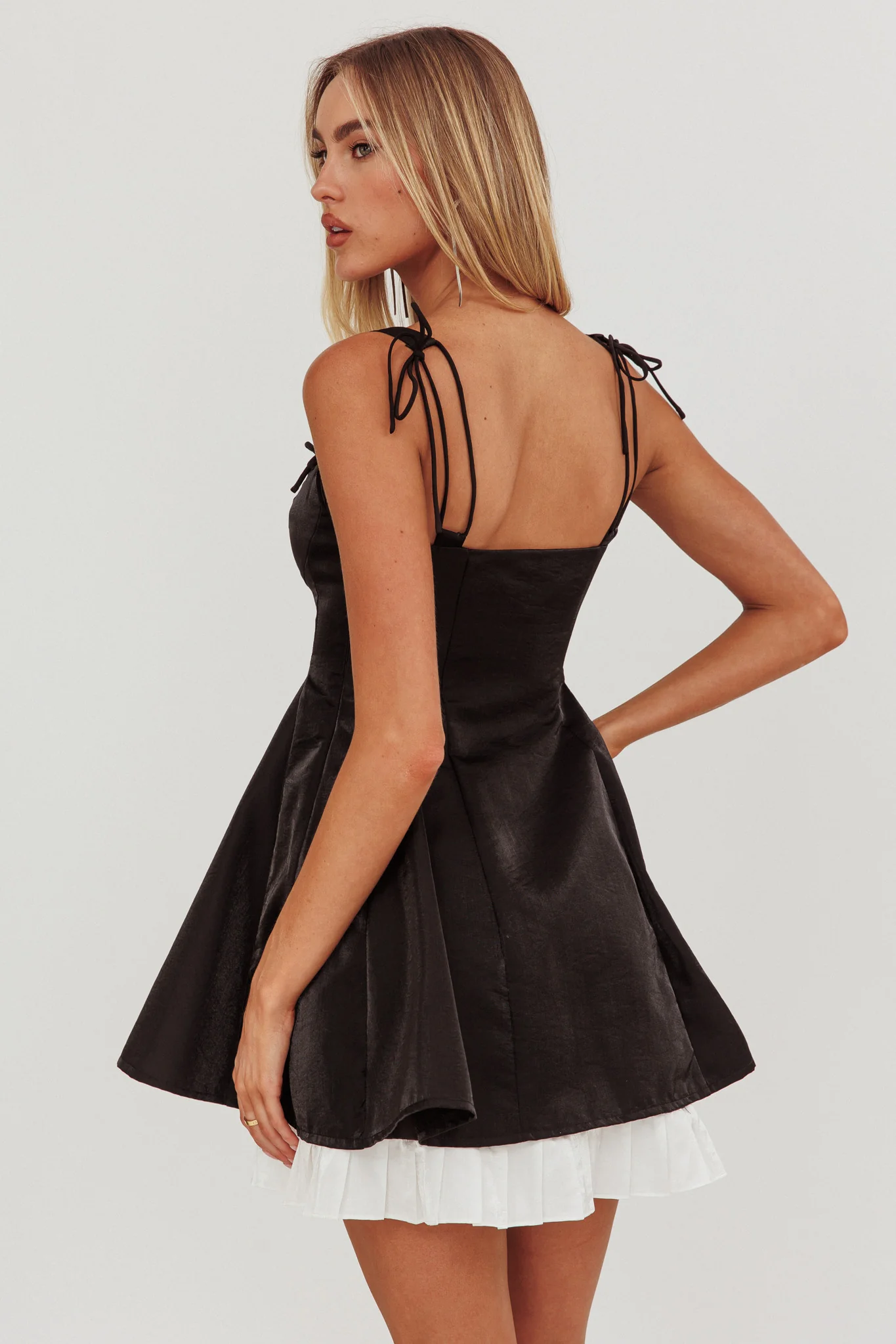 Night Rider Fit And Flare Mini Dress Black - Seraphlike