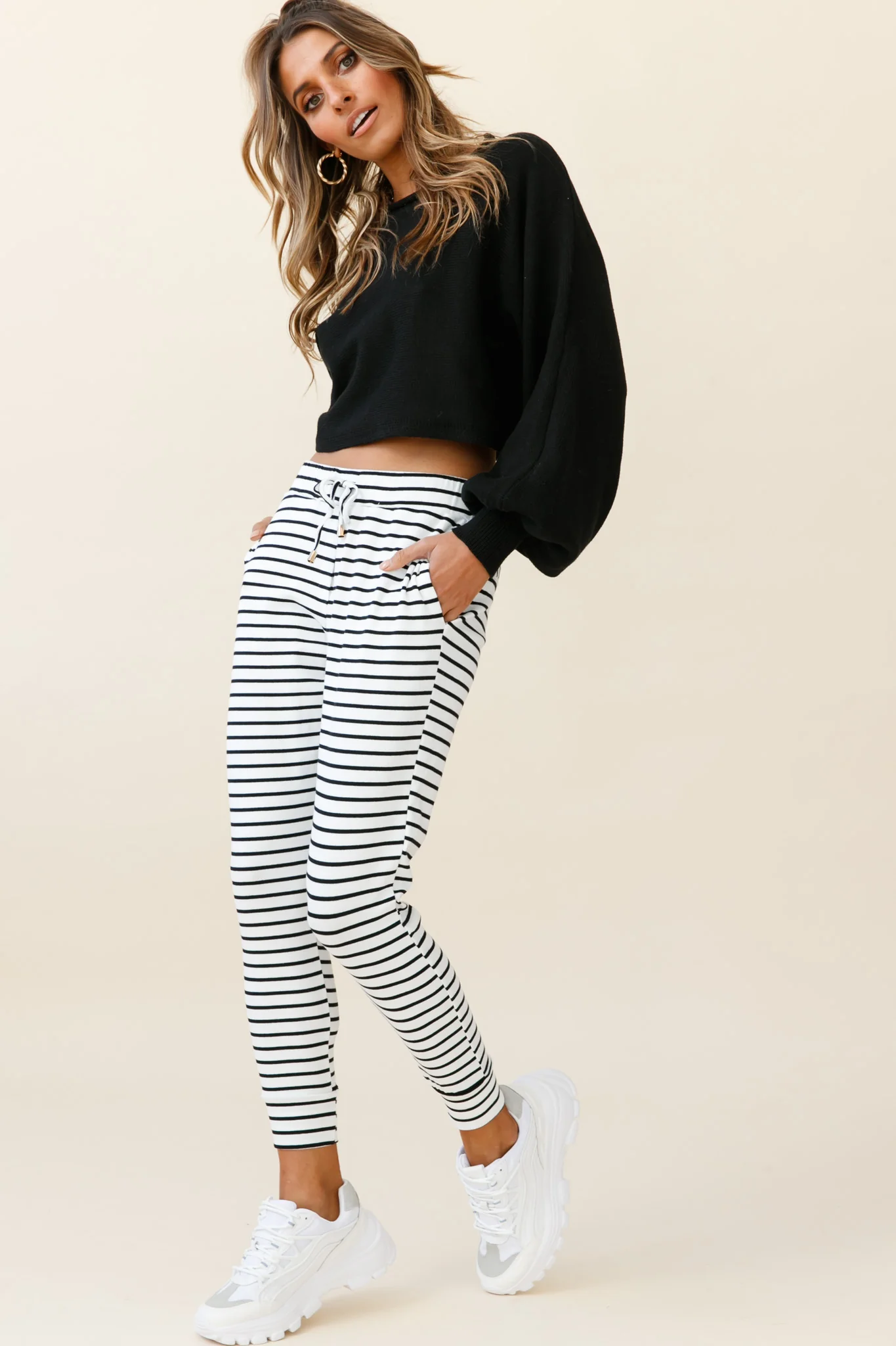 Jameson Pocket Jogger Pants Striped Black - Seraphlike