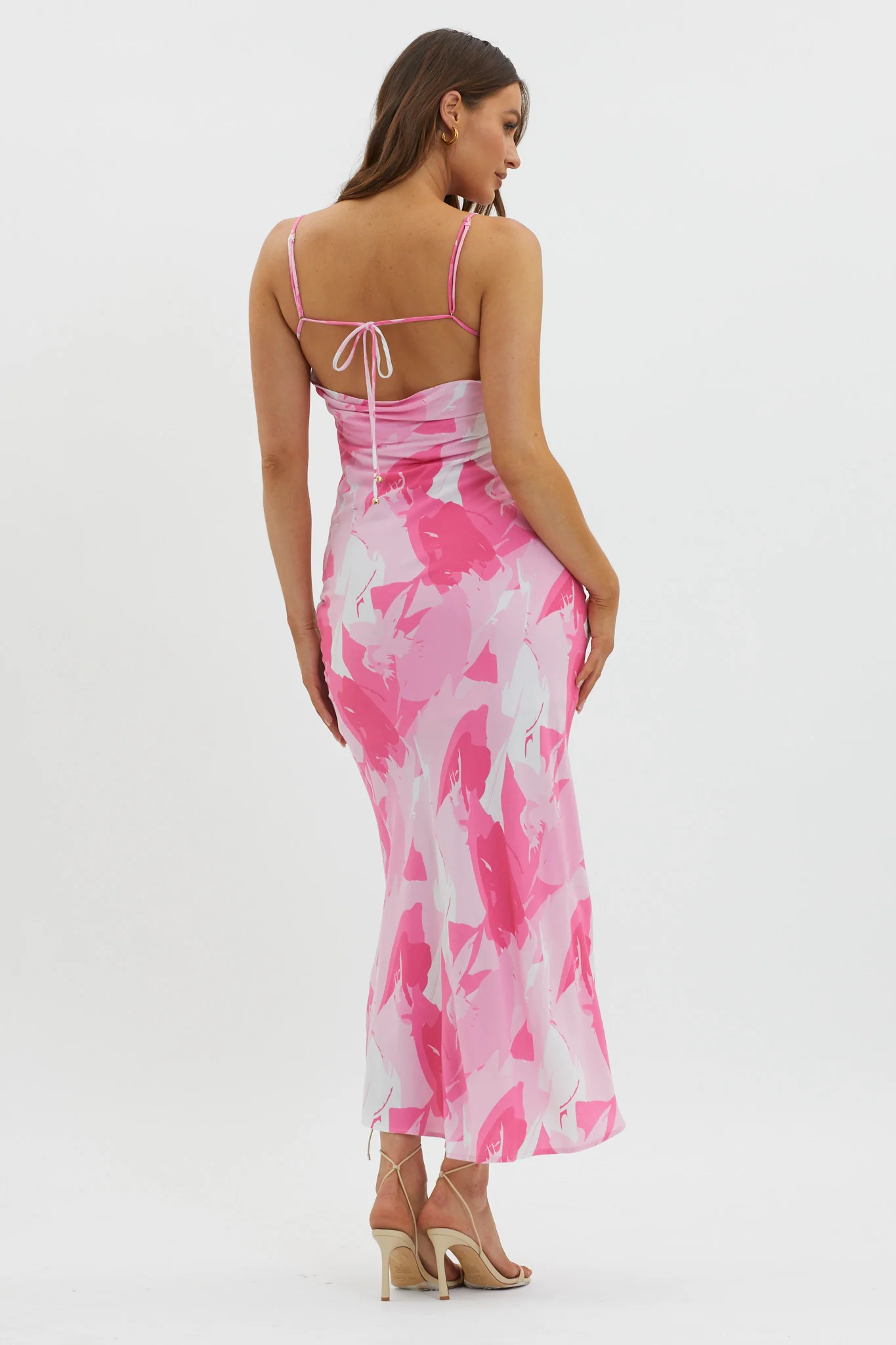 Ciao, Bella Tie Back Print Dress Pink - Seraphlike