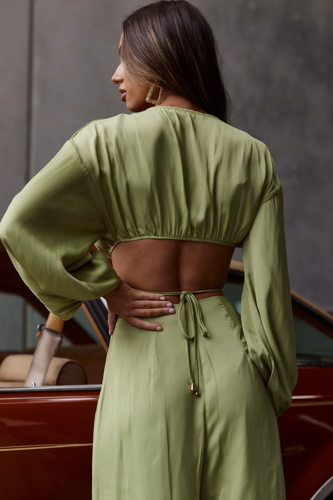 Lilian Wide Legs Pants Olive - Seraphlike