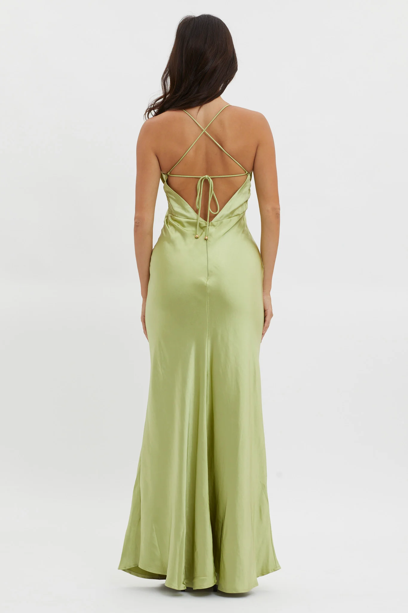 Alora Tie-Up Back Maxi Dress Olive - Seraphlike