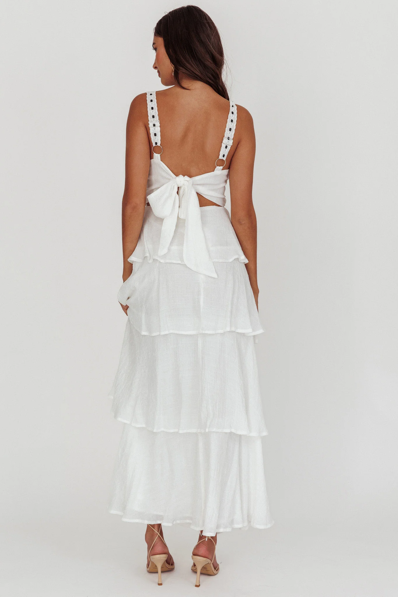 Provence Bloom Tiered Ruffle Maxi Dress White - Seraphlike