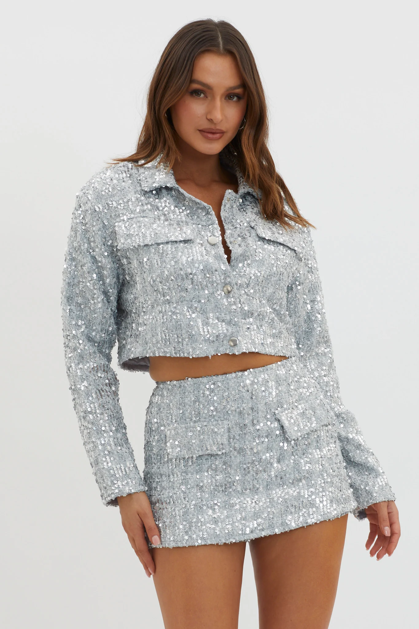 Dollhouse Sequin Skort Silver - Seraphlike