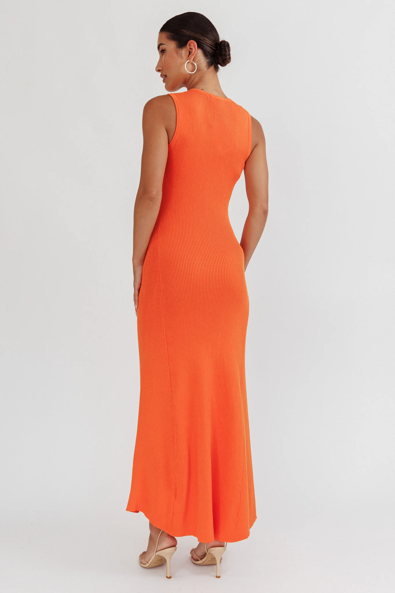 Braylee Sleeveless Ribbed Knit Maxi Dress Orange - Seraphlike