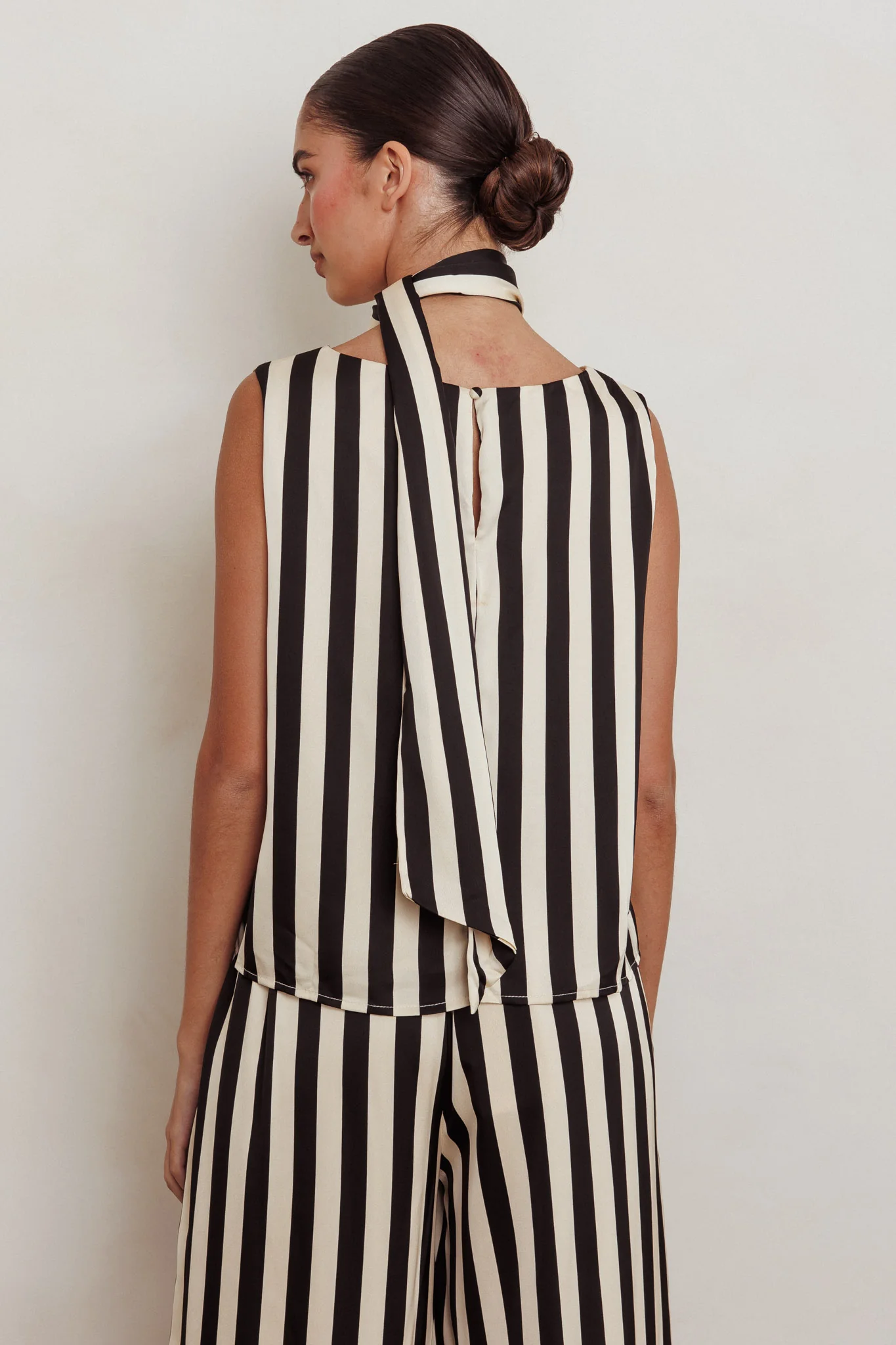 Love Galore Striped Sleeveless Top Black/Beige - Seraphlike