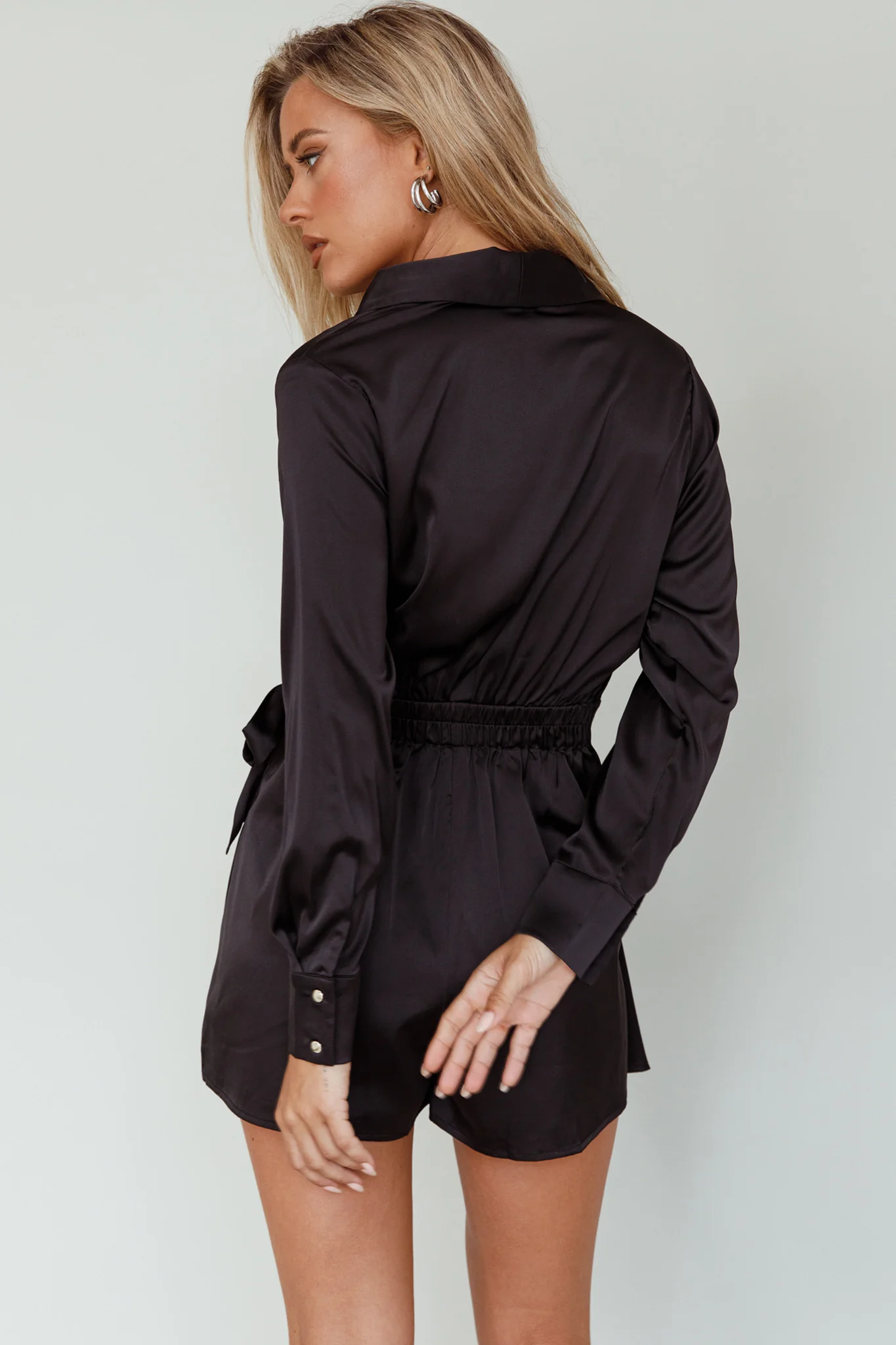 Turning Heads Side Tie Romper Black - Seraphlike