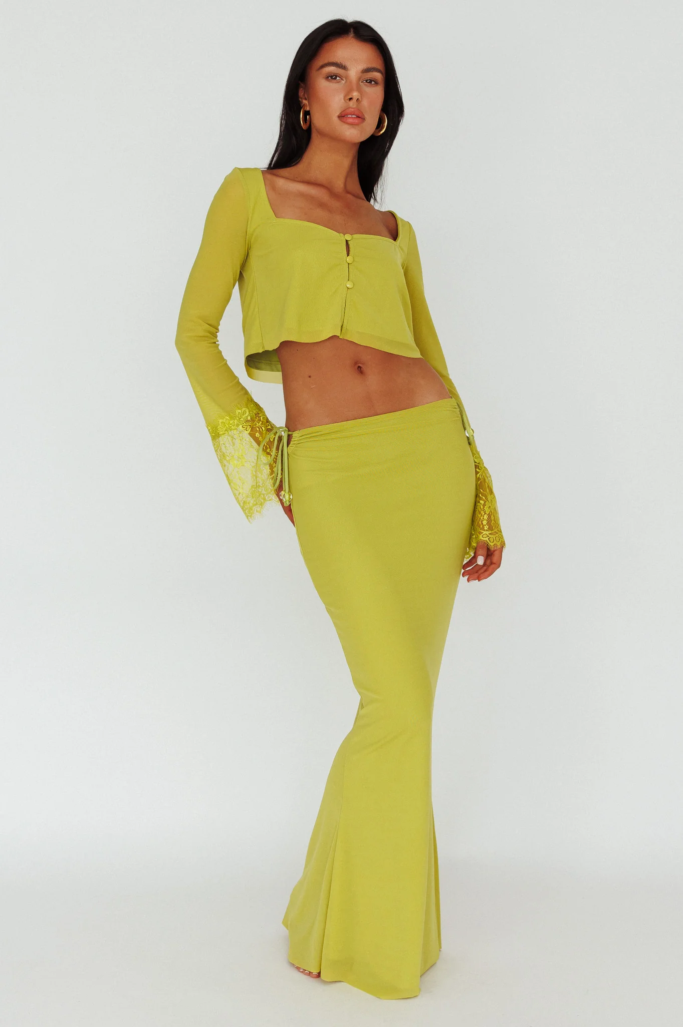 Rana String Tie Side Midi Skirt Apple - Seraphlike