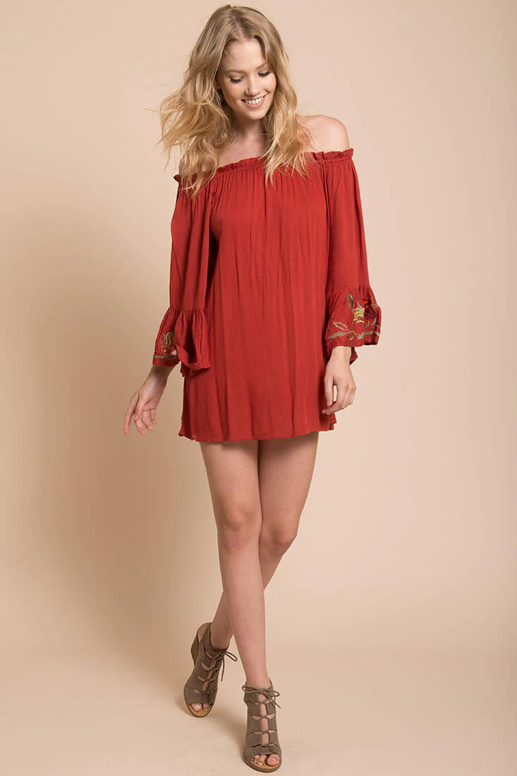 Aubree Loose Dress Rust - Seraphlike