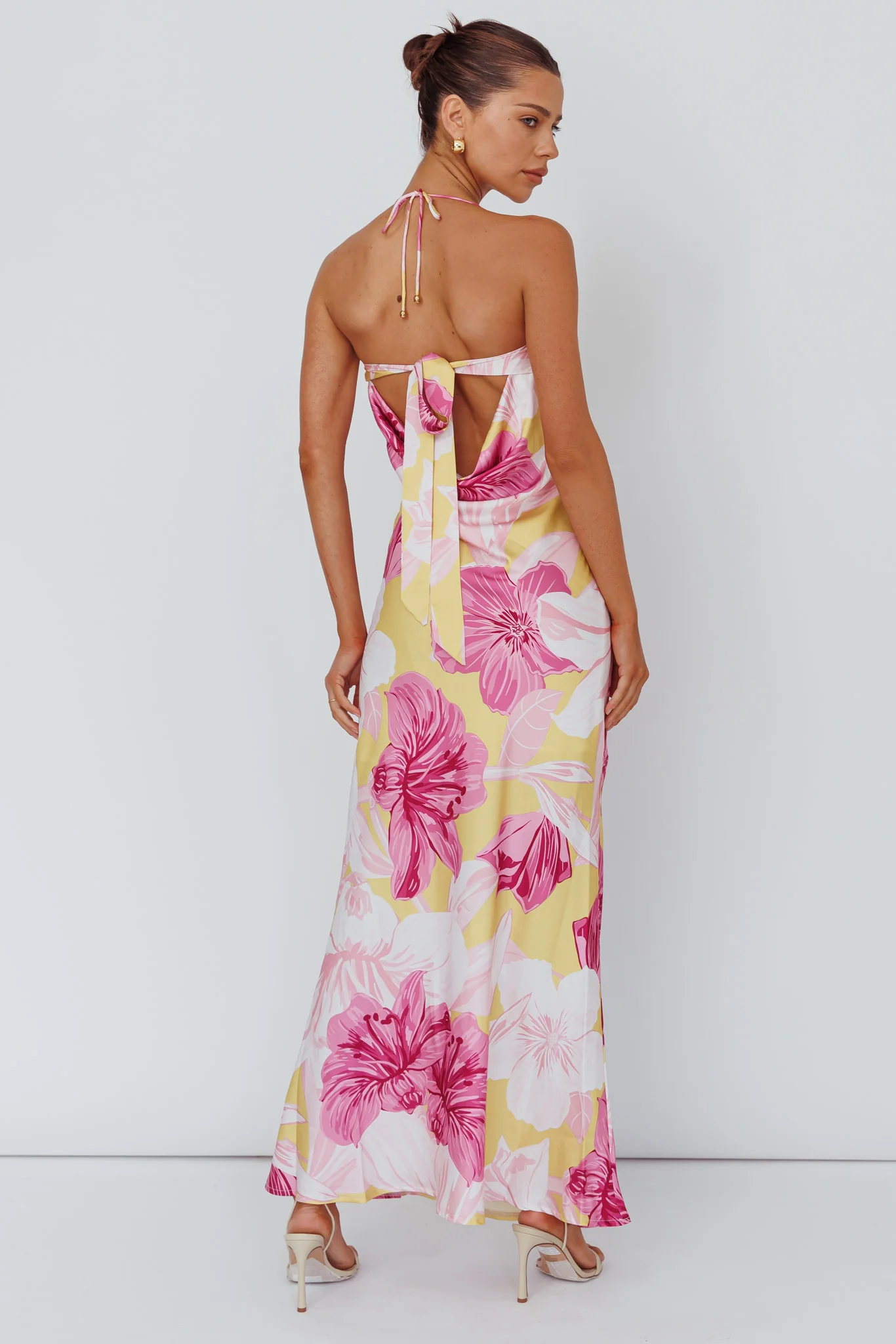 Jacquelynne Halter Cowl Back Maxi Dress Pink - Seraphlike