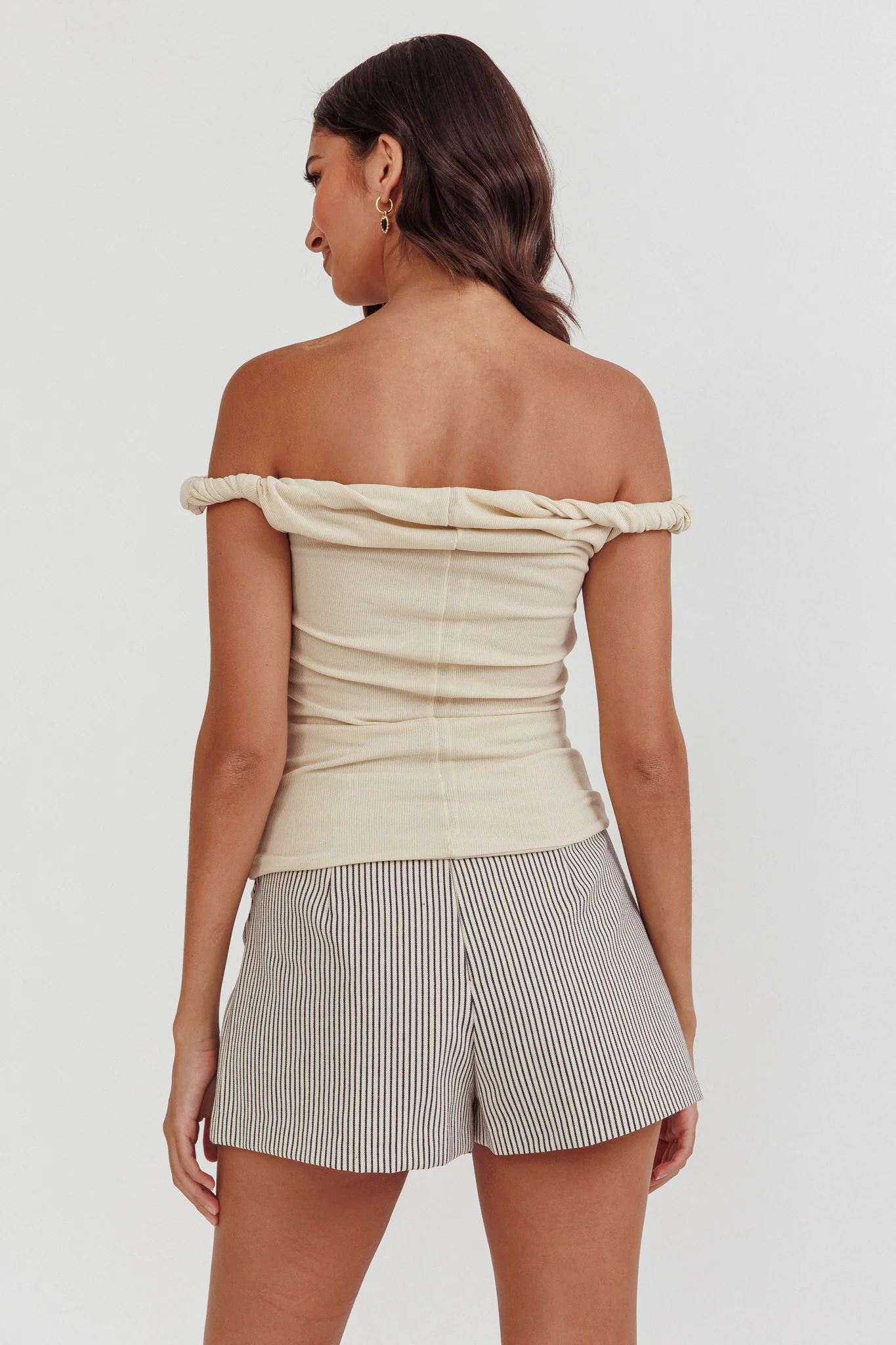 Teri Rolled Off-Shoulder Top Oat - Seraphlike