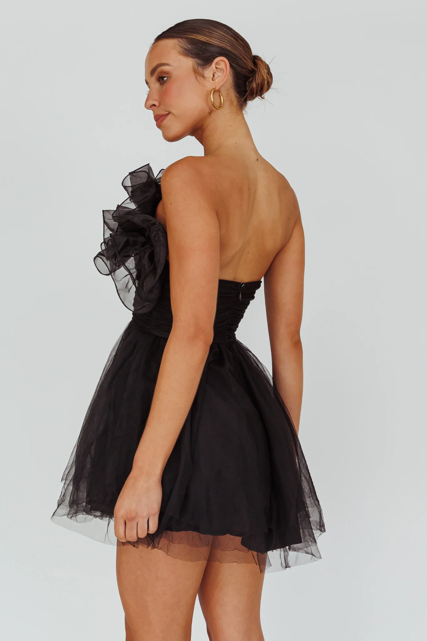 My Beloved Organza Frill Mini Dress Black - Seraphlike