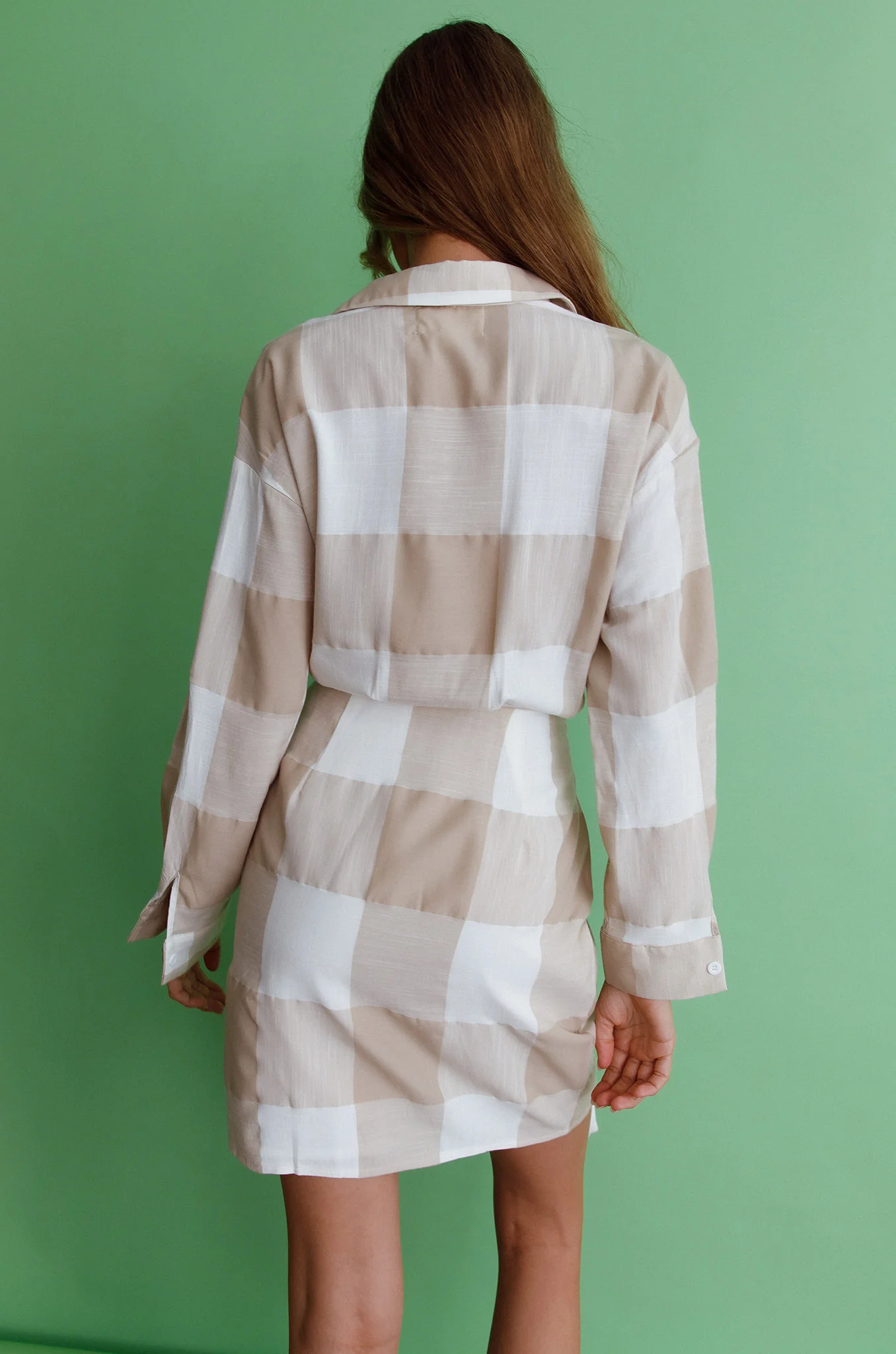 Staten Island Wrap Shirt Dress Sand - Seraphlike