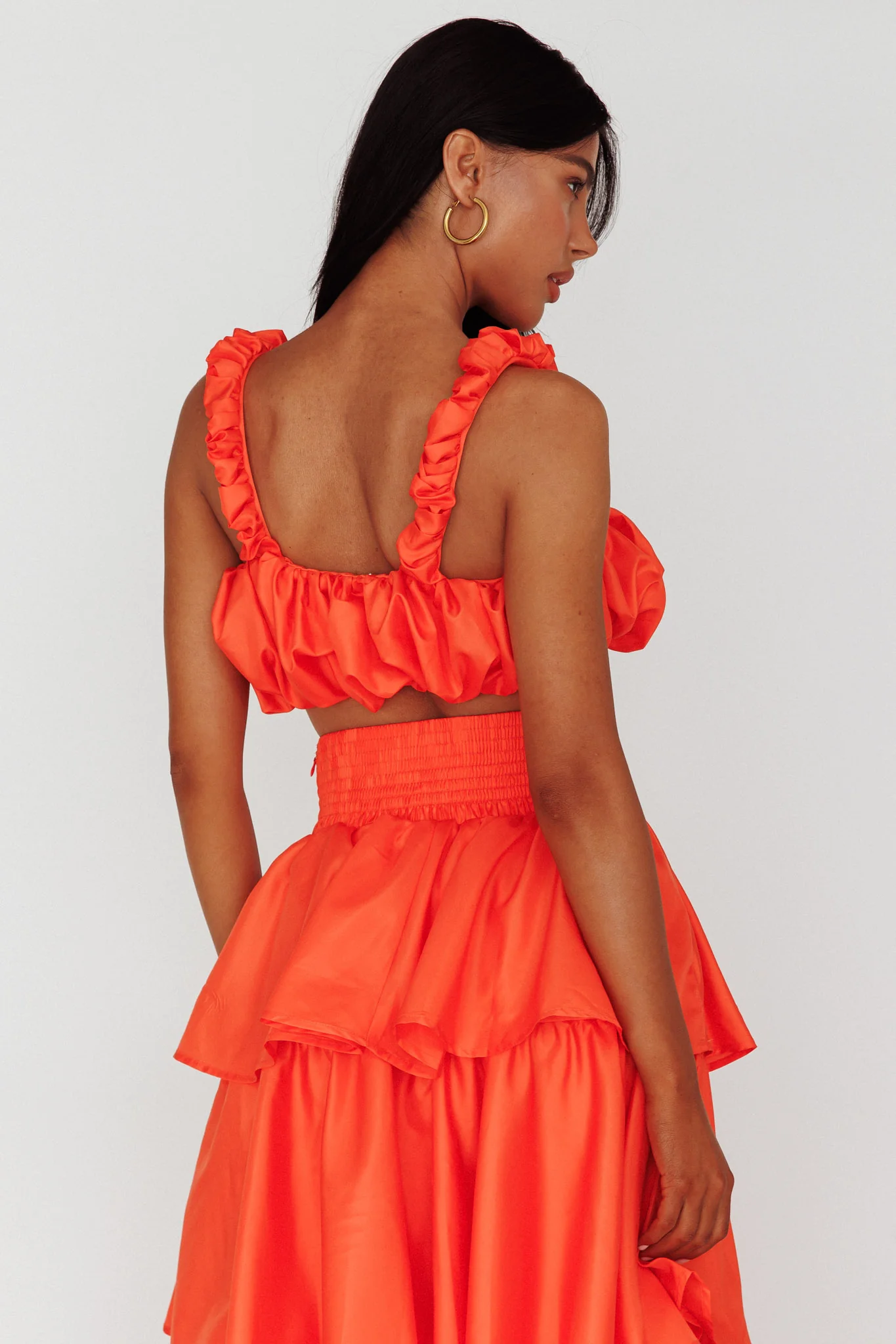 Sozo Bubble Crop Top Orange - Seraphlike