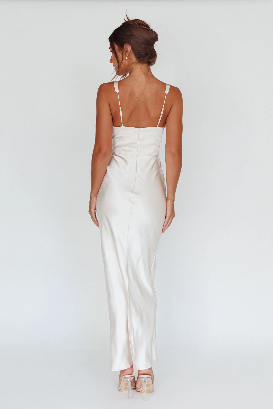 Blushing Beauty Horsebit Accent Maxi Dress Champagne - Seraphlike