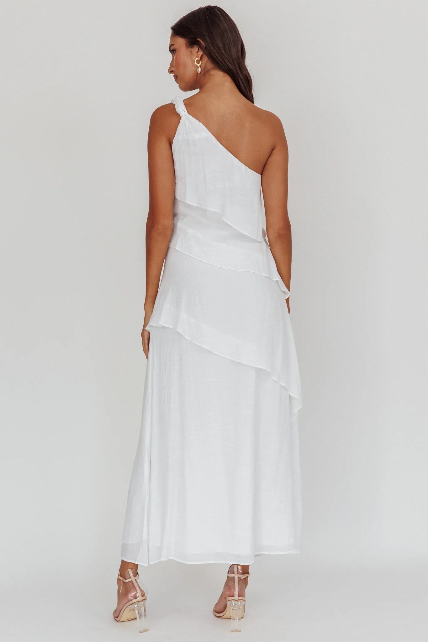 Delwyn One-Shoulder Maxi Dress White - Seraphlike
