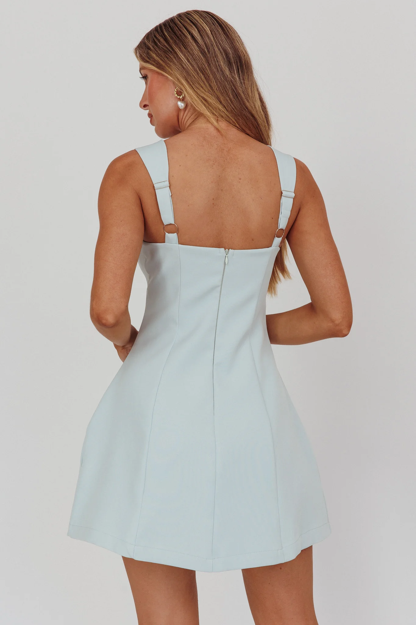 Jordy Structured A-Line Mini Dress Ice Blue - Seraphlike
