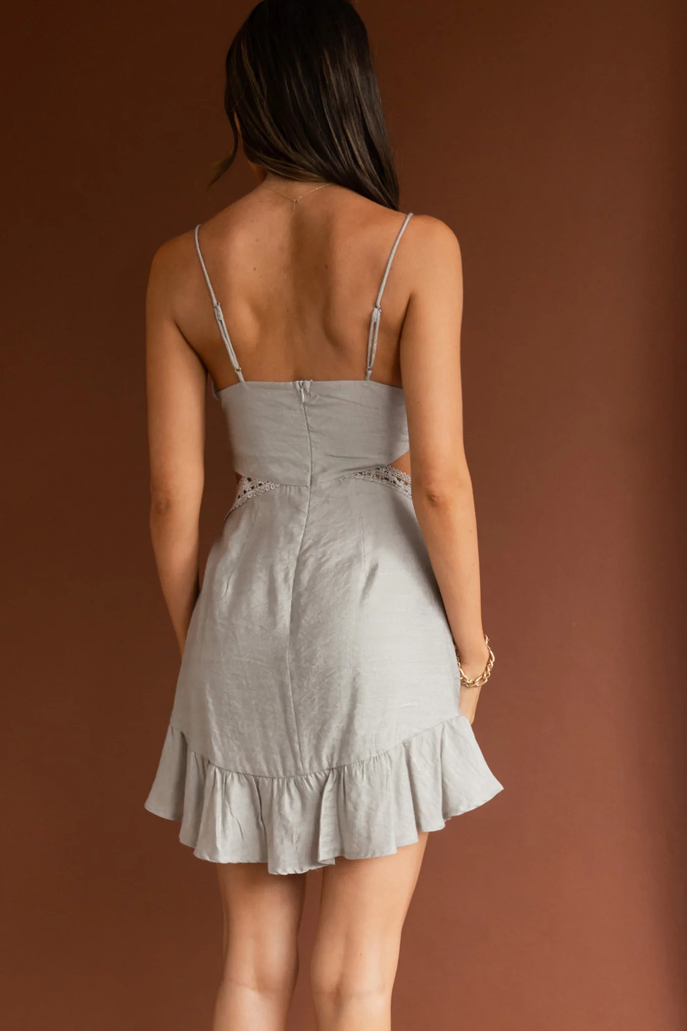 Santorini Sunset Cami Strap Cut-Out Dress Avocado - Seraphlike