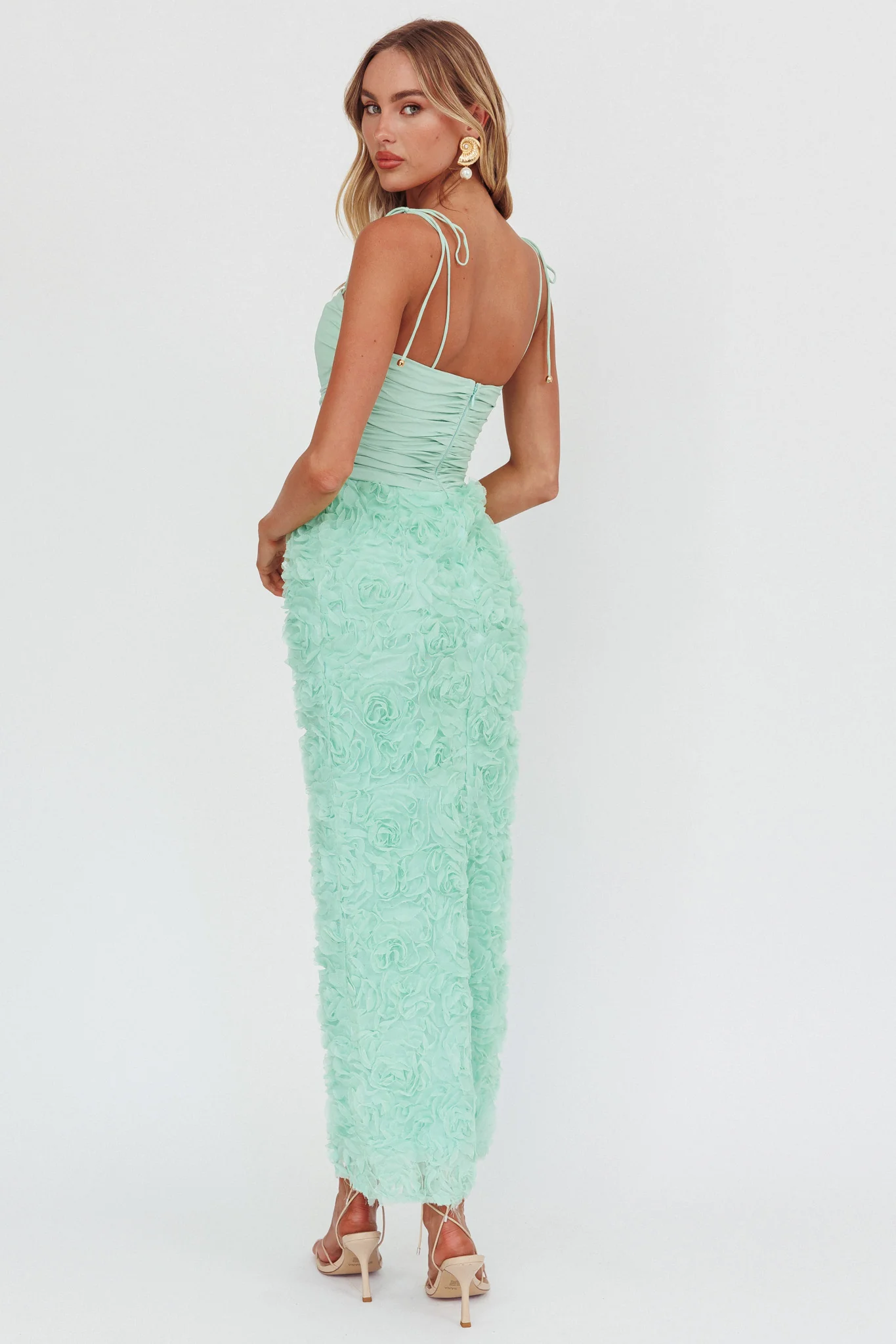 Love & Honor Textured Floral Maxi Dress Sage - Seraphlike