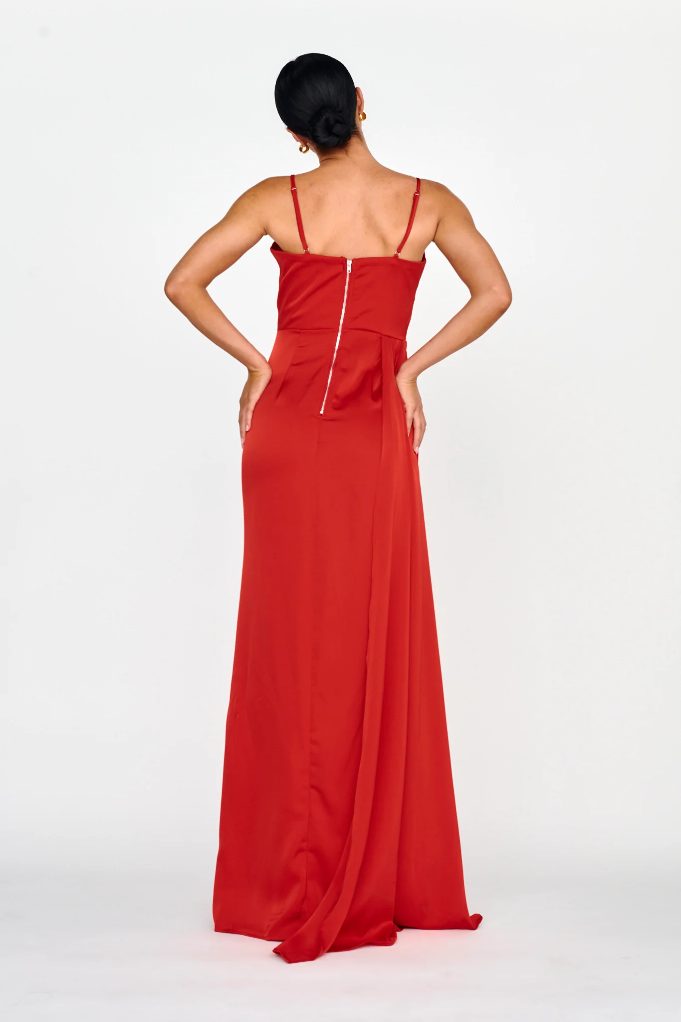 Secret Sweetheart Neckline Split Maxi Dress Red - Seraphlike