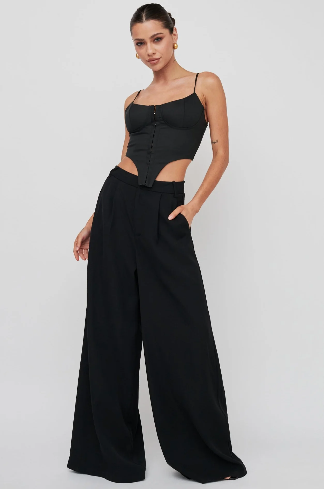 Dante Wide-Leg Pants Black - Seraphlike