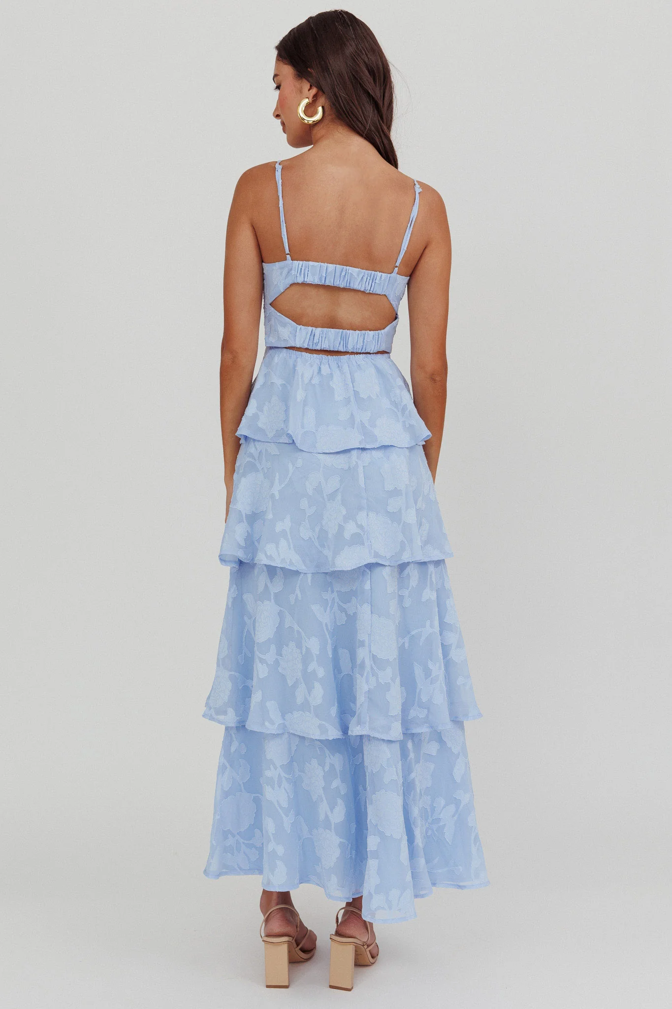 Provence Bloom Tiered Maxi Dress Blue - Seraphlike