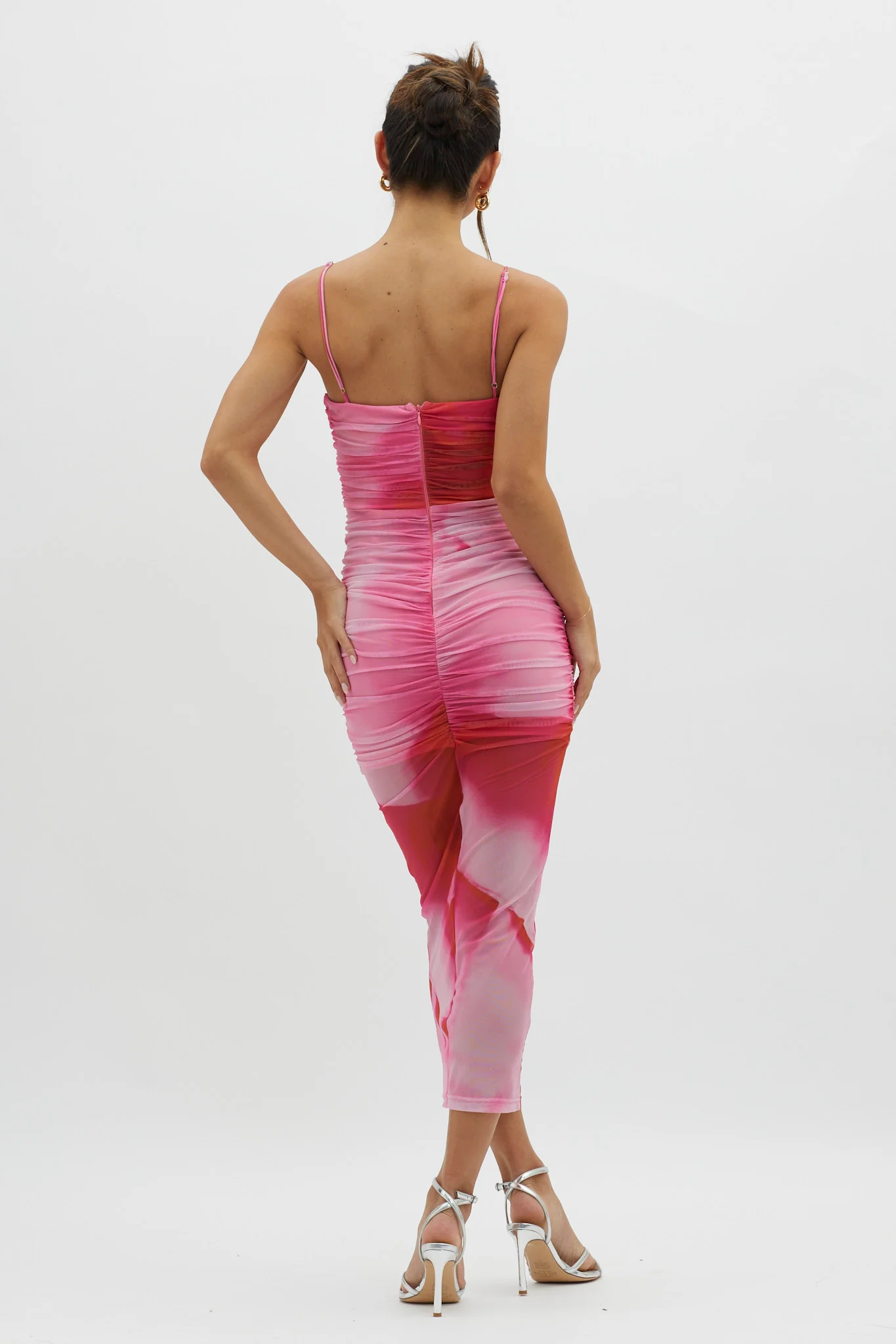 Logan Cami Strap Midi Dress Abstract Pink - Seraphlike