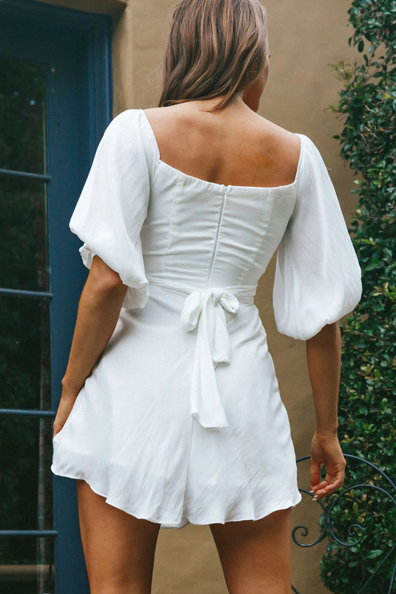 Linka On or Off-Shoulder Half Sleeve Tie-Back Dress White - Seraphlike