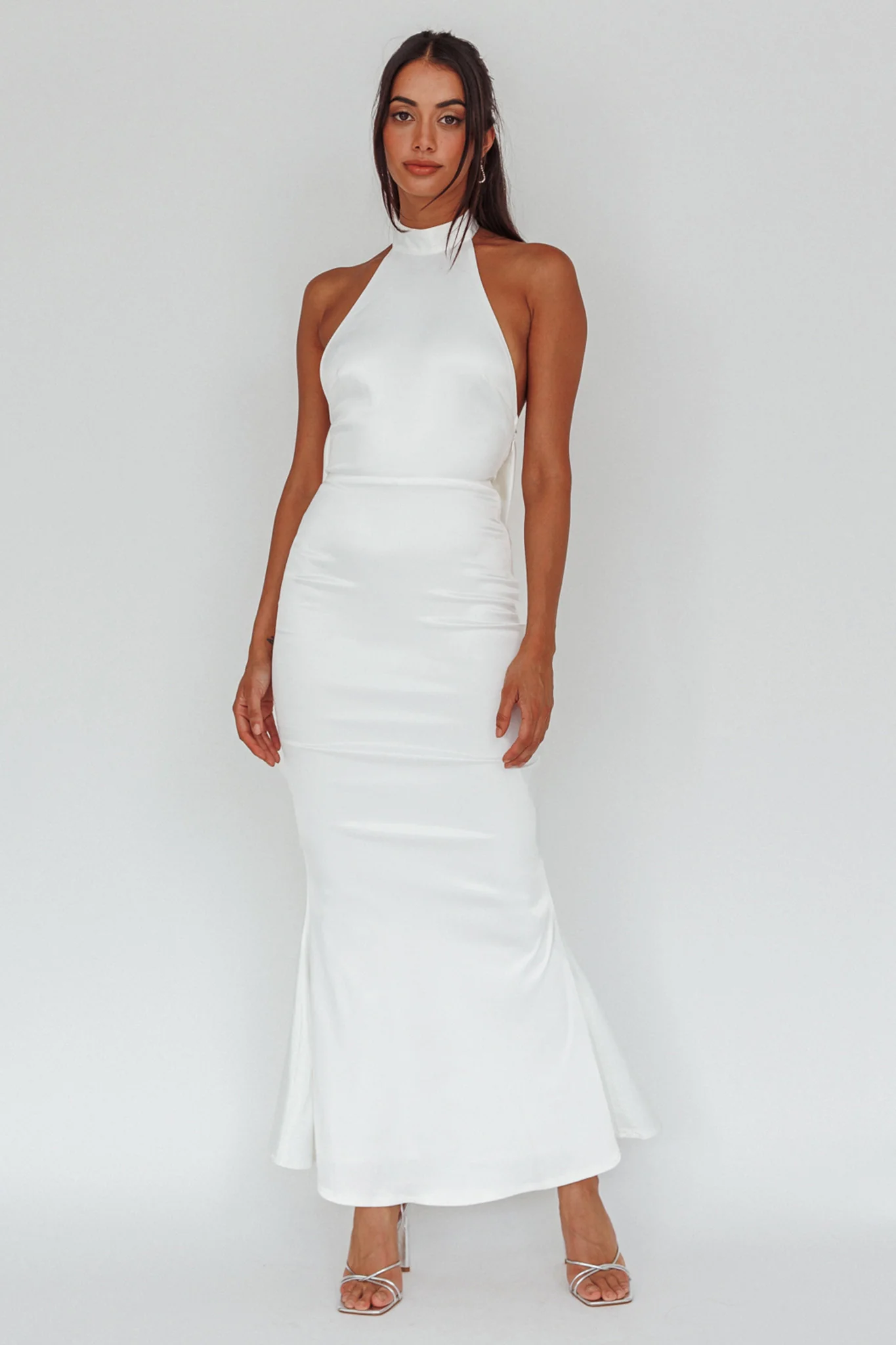 Fifth Avenue Bow Back Maxi Dress White - Seraphlike