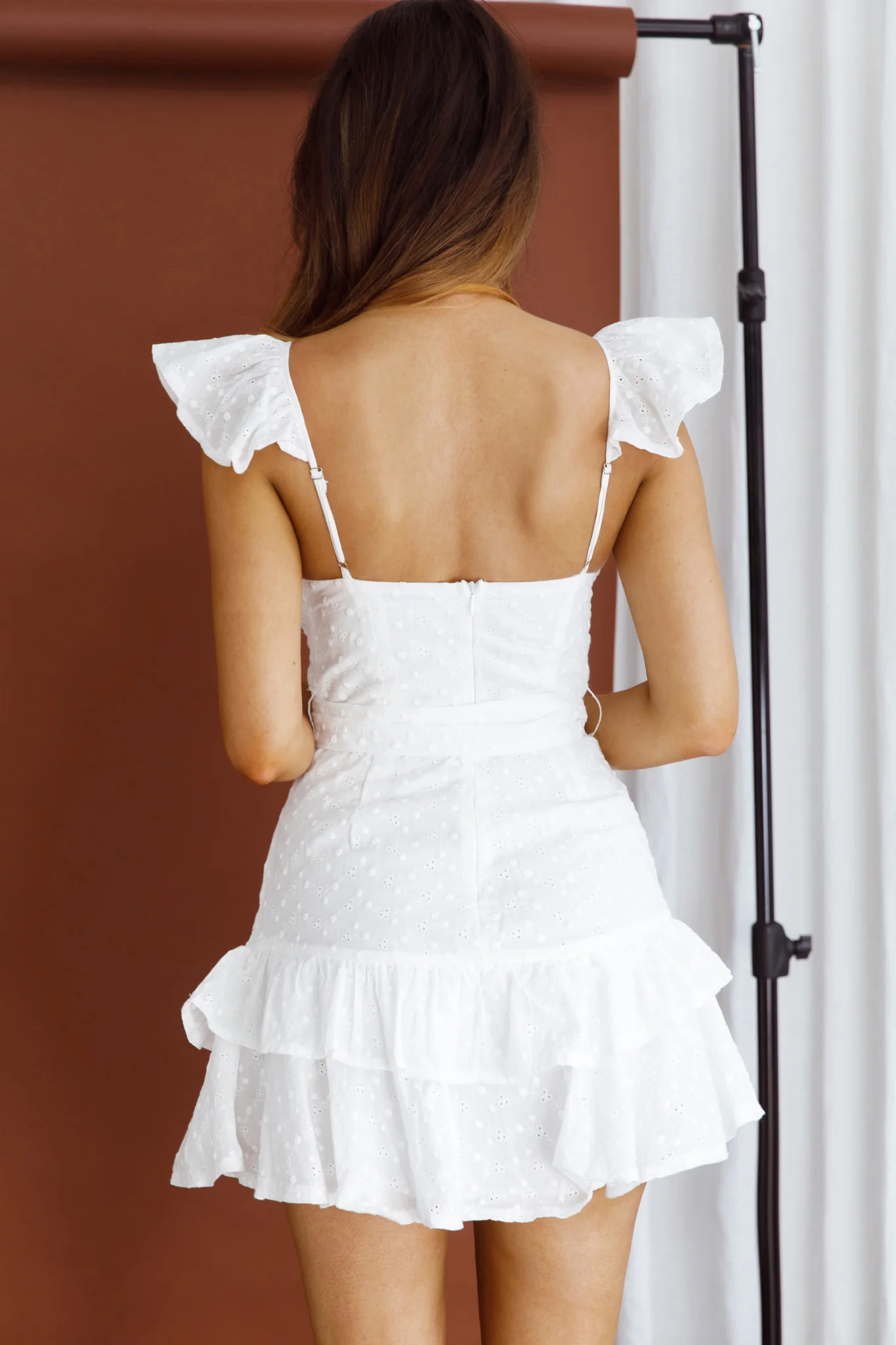 Theodore Ruffle Trimmed Mini Dress White - Seraphlike