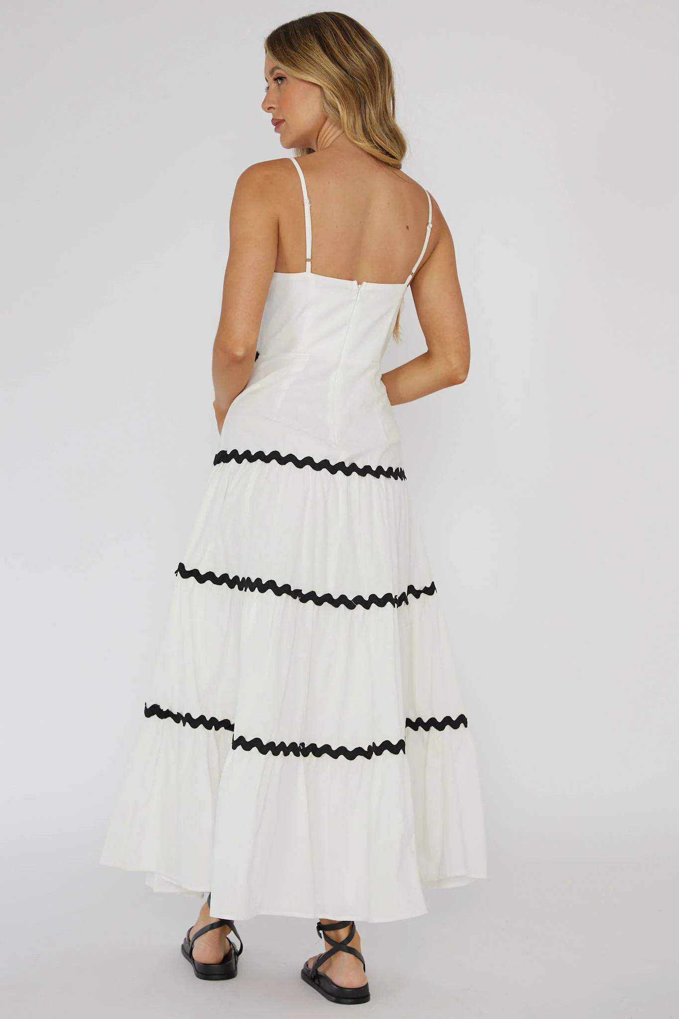 Confidante Ric Rac Trim Maxi Dress White - Seraphlike