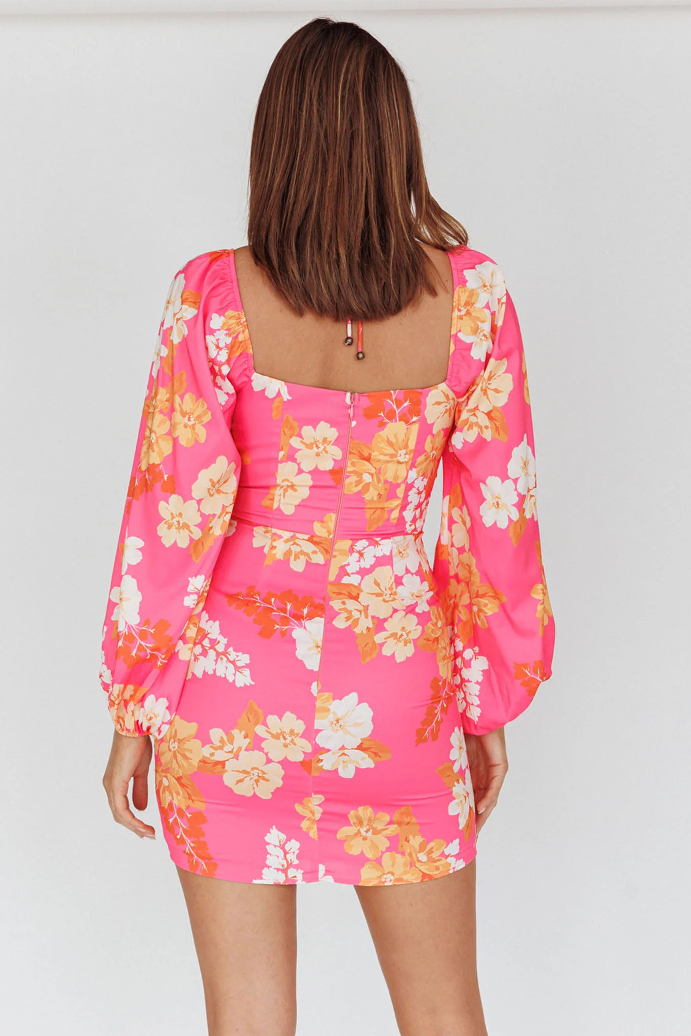 Fly Away Drawstring Bust Dress Floral Pink - Seraphlike