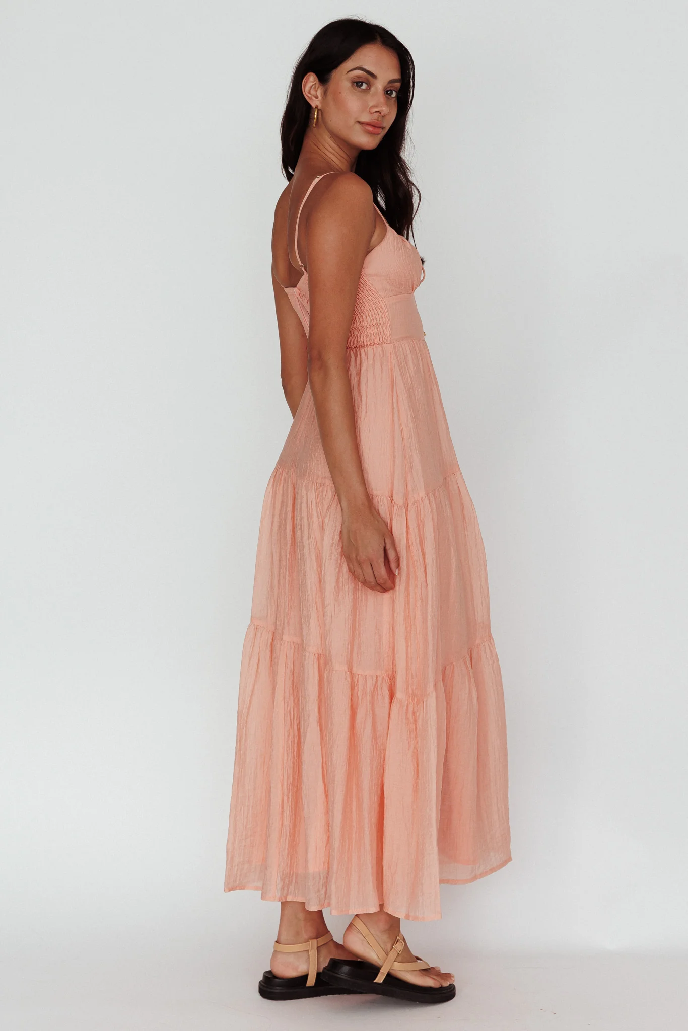 Doe Tie Bust Maxi Dress Apricot - Seraphlike
