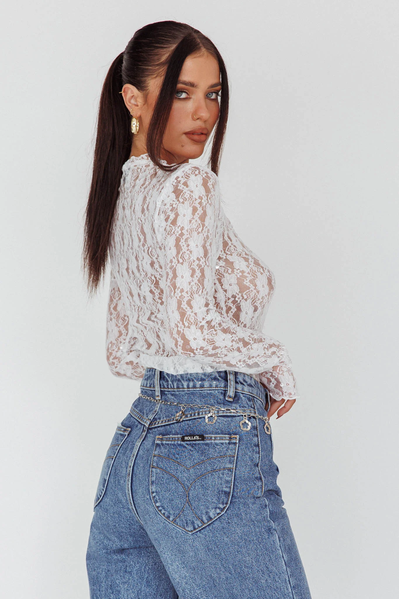 Angel Baby Long Sleeve Lace Top White - Seraphlike