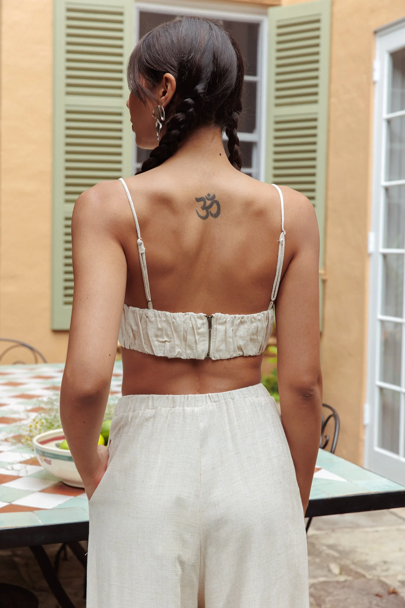 Bondi Gathered Crop Top Oat - Seraphlike