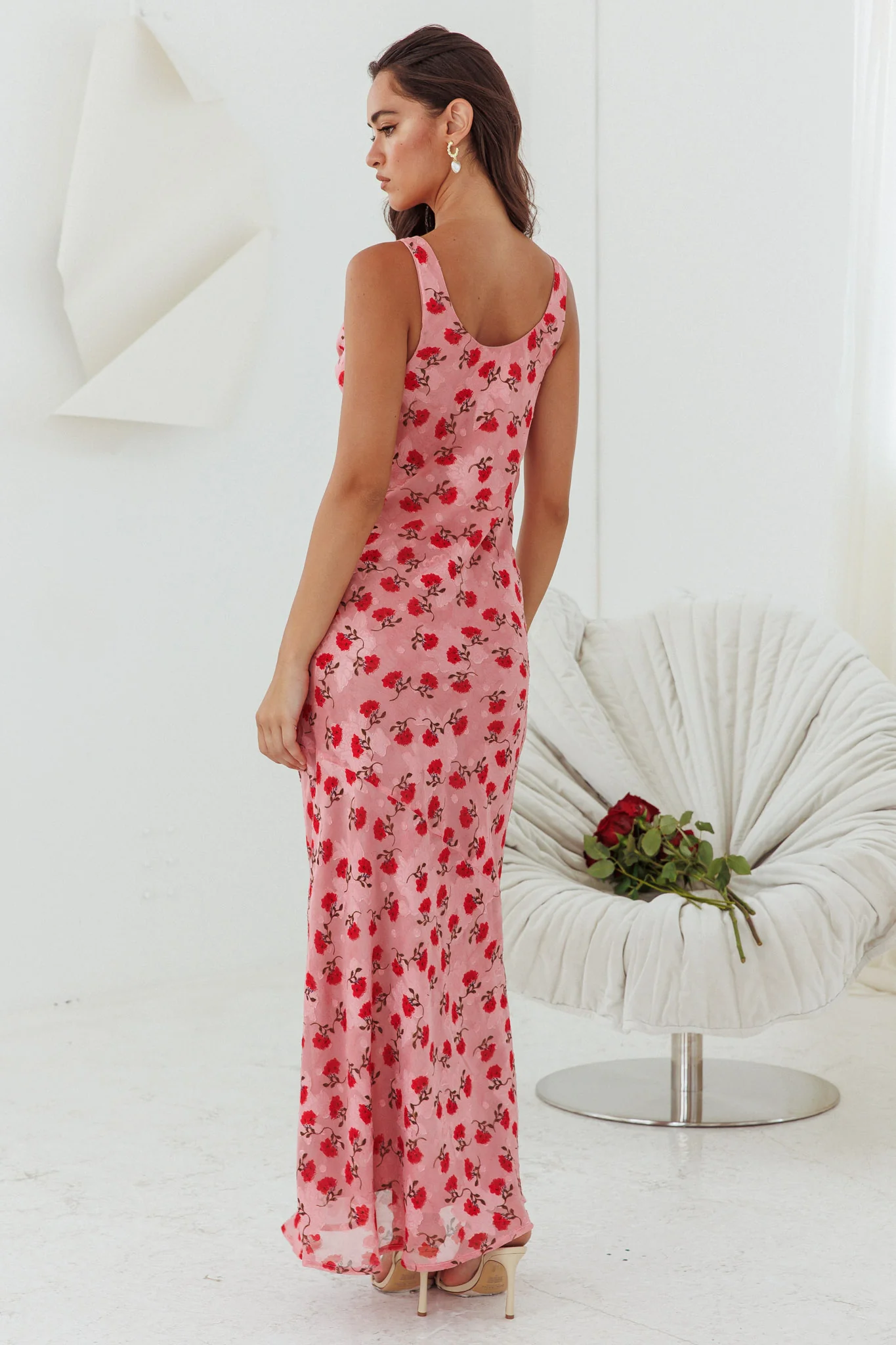 Countdown Cowl Neck Maxi Dress Print Pink - Seraphlike