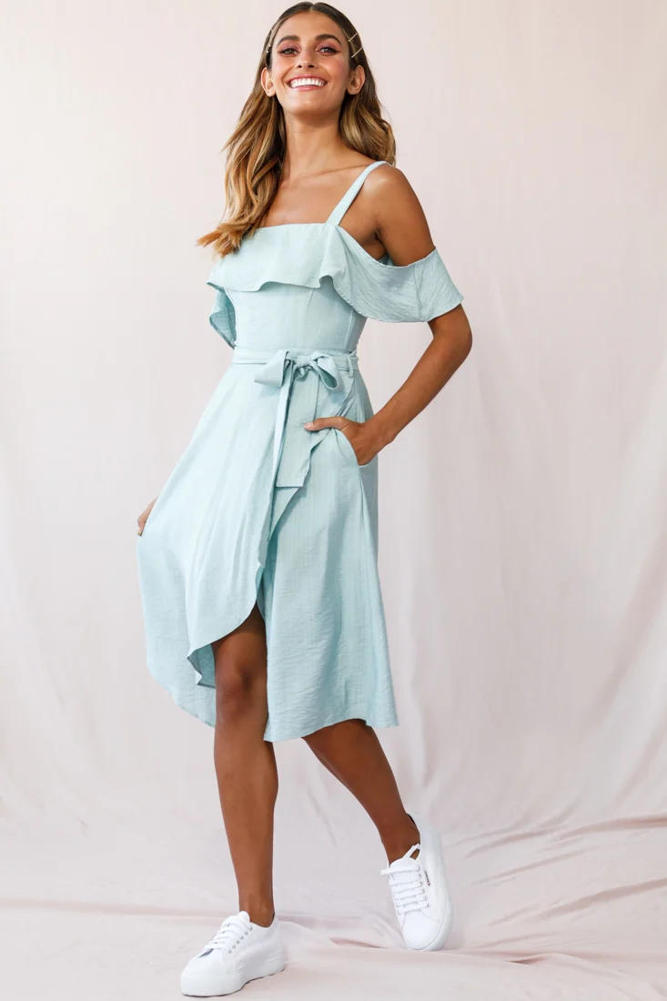 Adali Flowy Summer Midi Dress Pistachio Green - Seraphlike