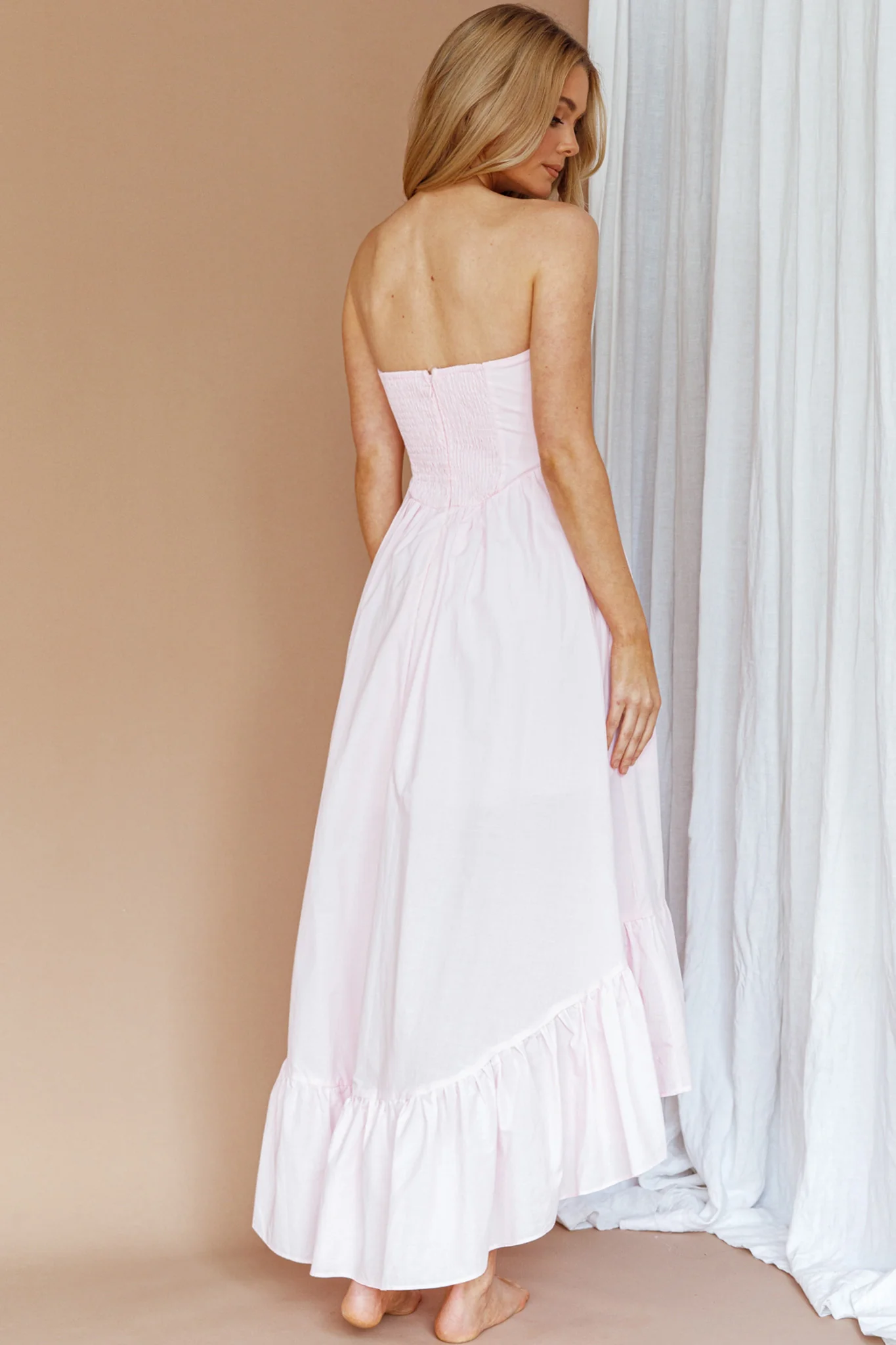 Sunday Mornings Ruched Bust Midi Dress Pink - Seraphlike