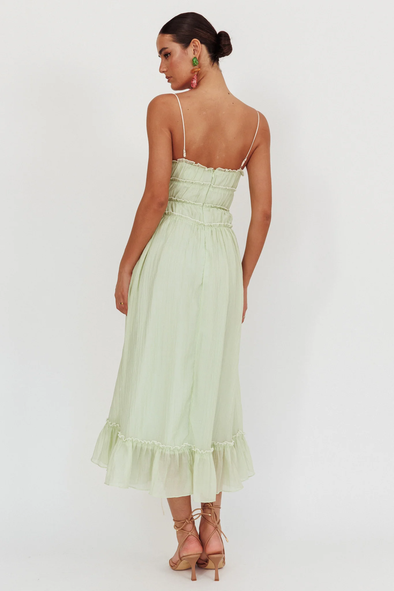Maidens Tie Accent Maxi Dress Sage - Seraphlike