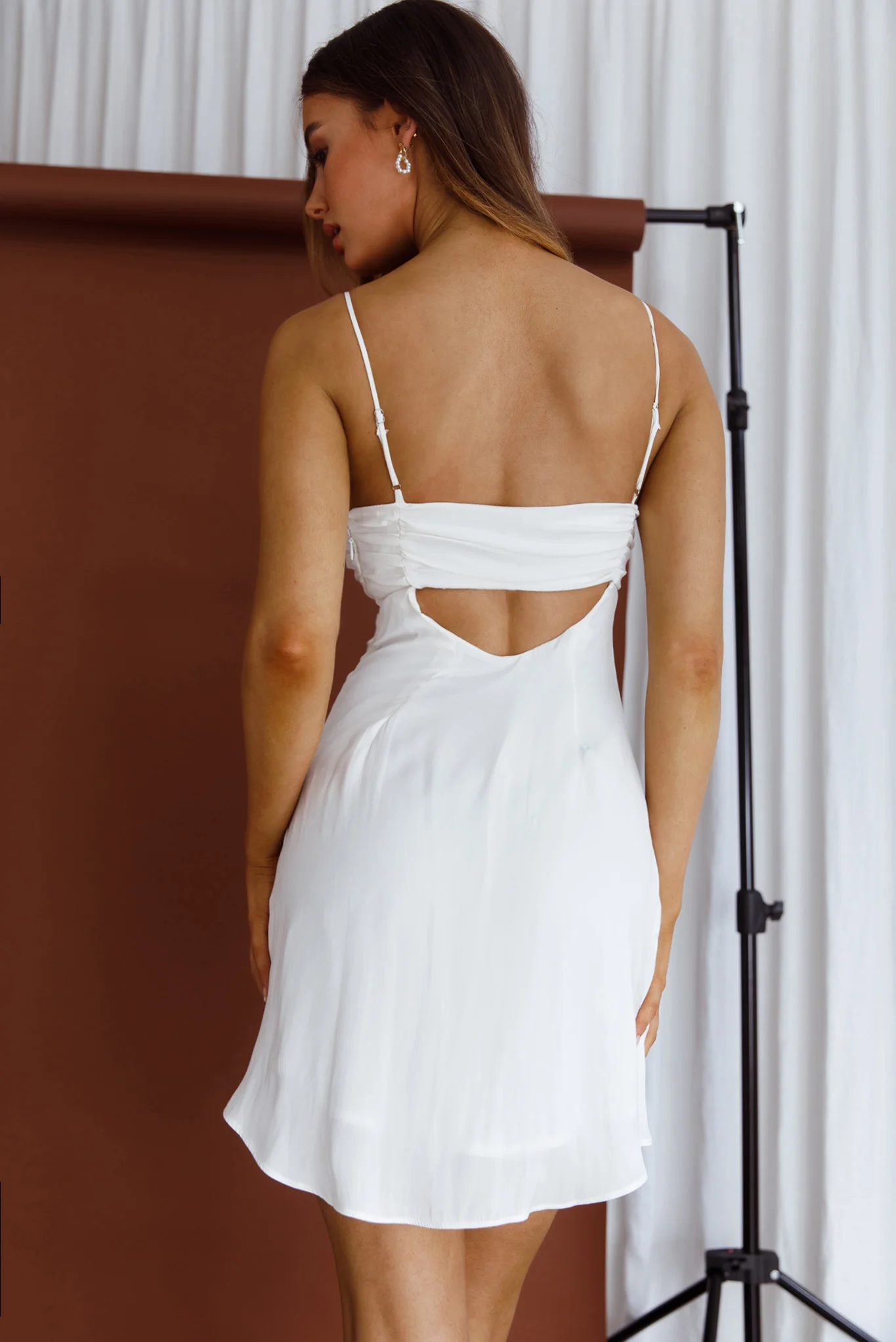 Aurelius Gathered Bust Cami Strap Mini Sundress Cream - Seraphlike