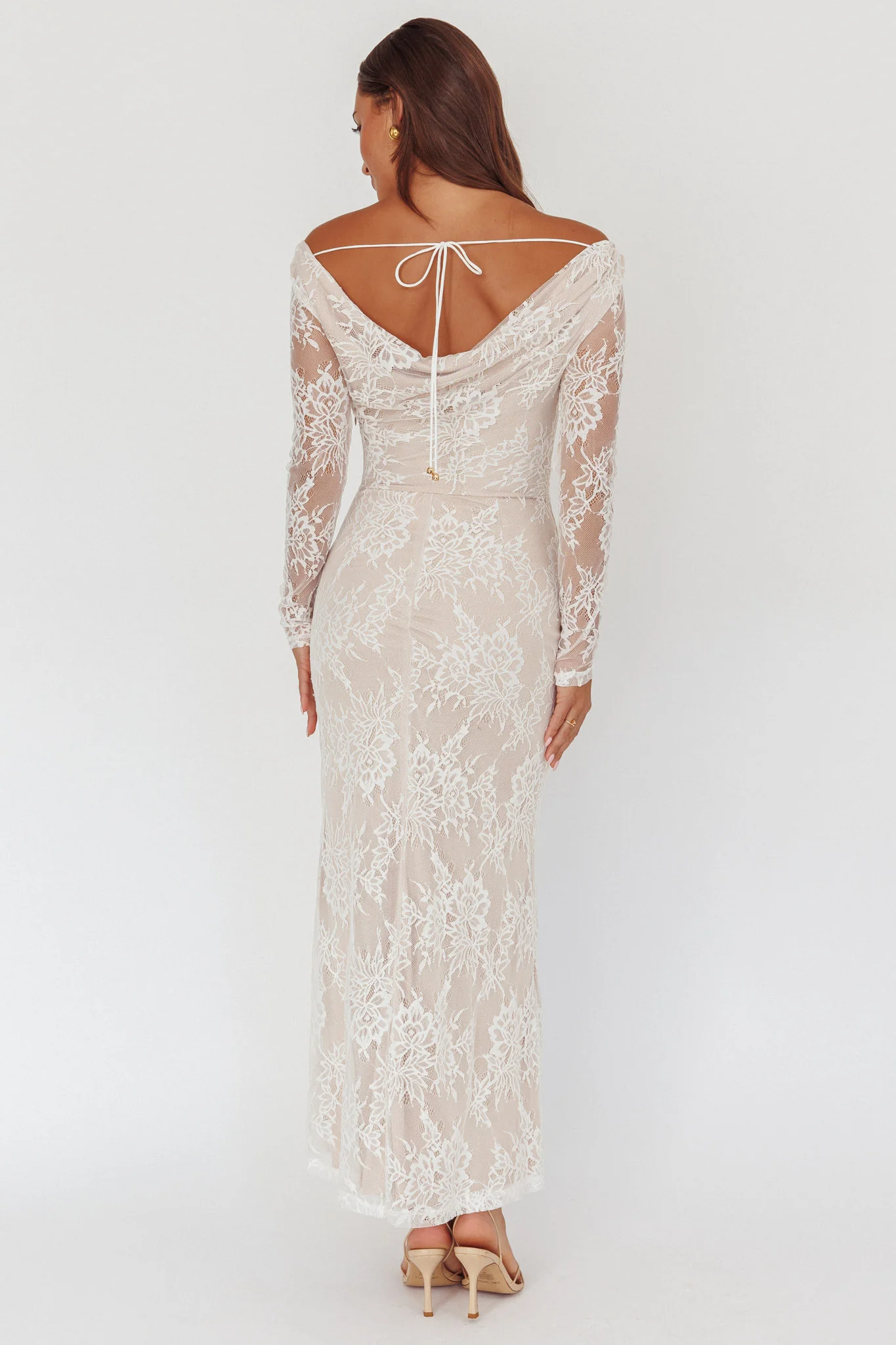 Loveland Off-Shoulder Lace Maxi Dress White - Seraphlike