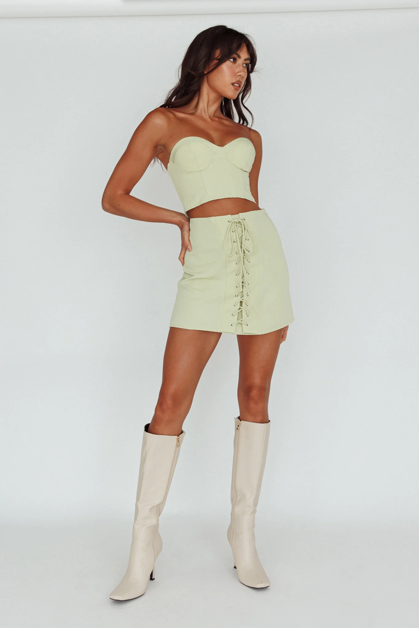 Ventura Lace-Up Skirt Mint - Seraphlike