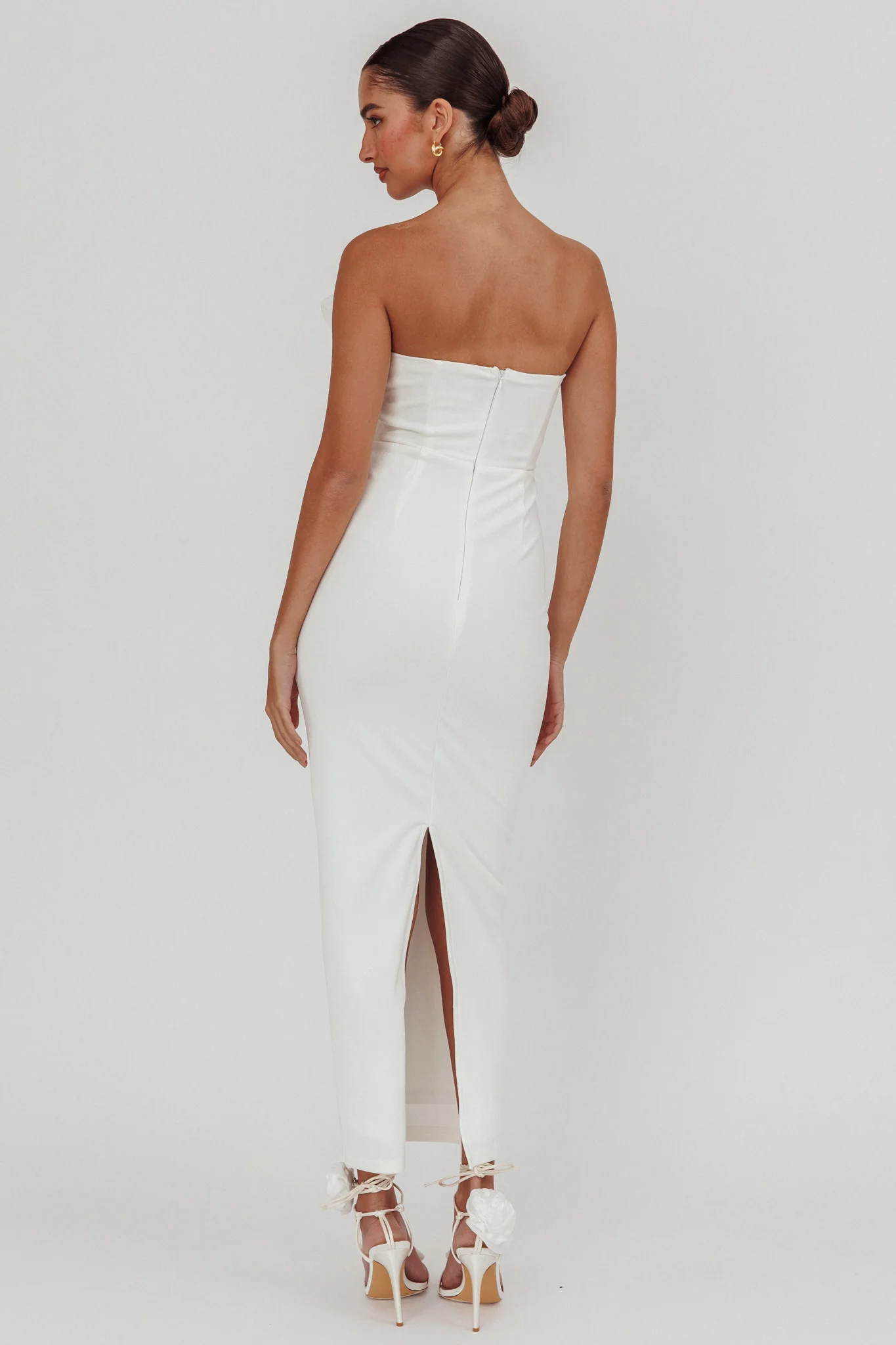 Karaline Strapless Bust Accent Maxi Dress White - Seraphlike