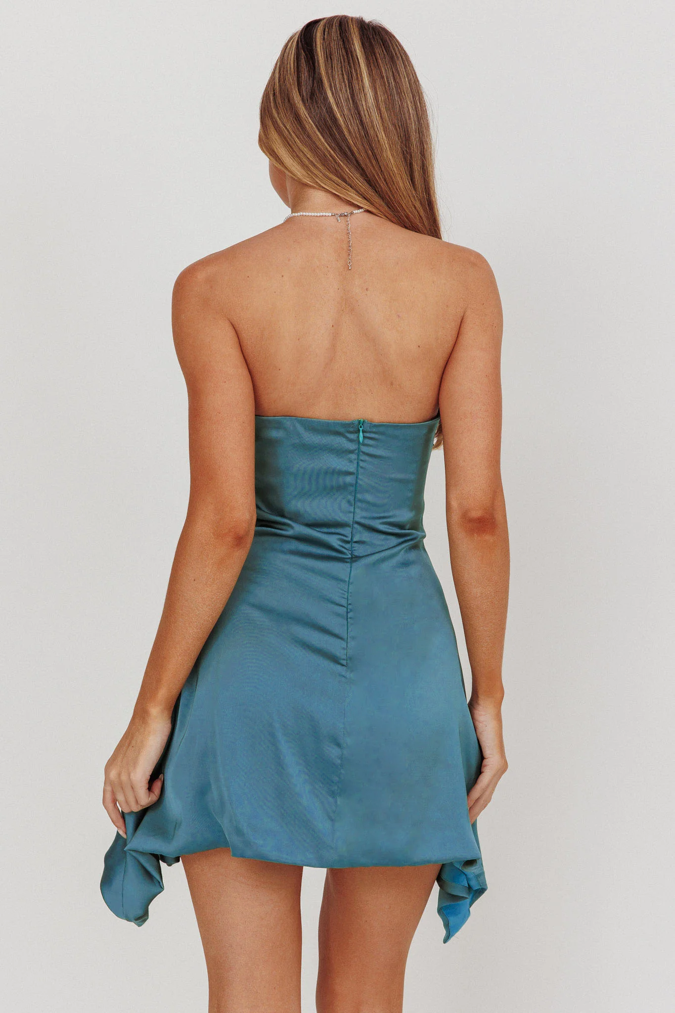Toni Strapless Mini Dress Blue - Seraphlike
