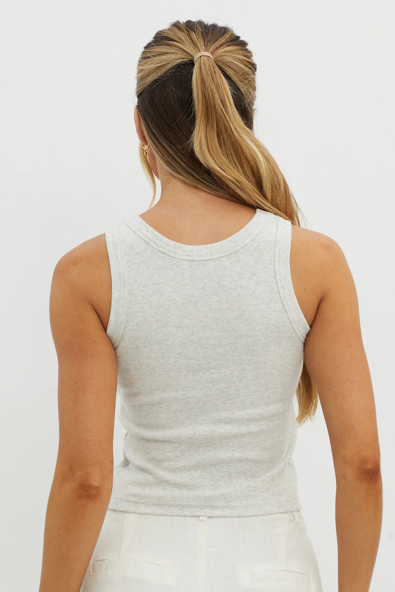 Brooks Crew Neck Ribbed Top Grey - Seraphlike