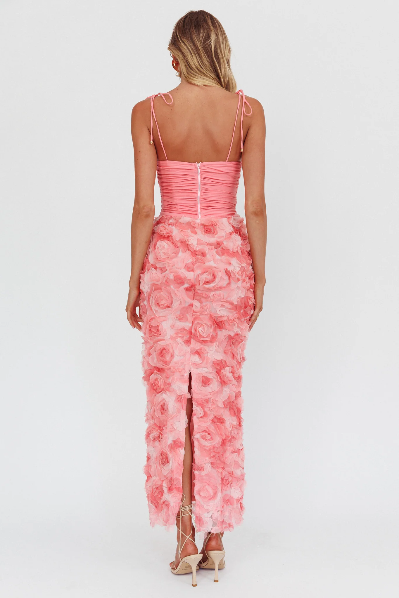 Love & Honor Textured Floral Maxi Dress Pink - Seraphlike